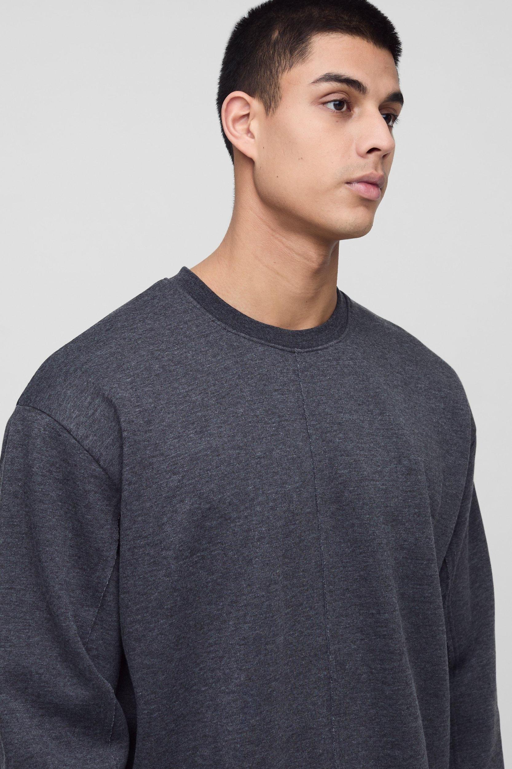 Tall Oversized Boxy Exposed Seam Sweater | boohooMAN USA Product Image