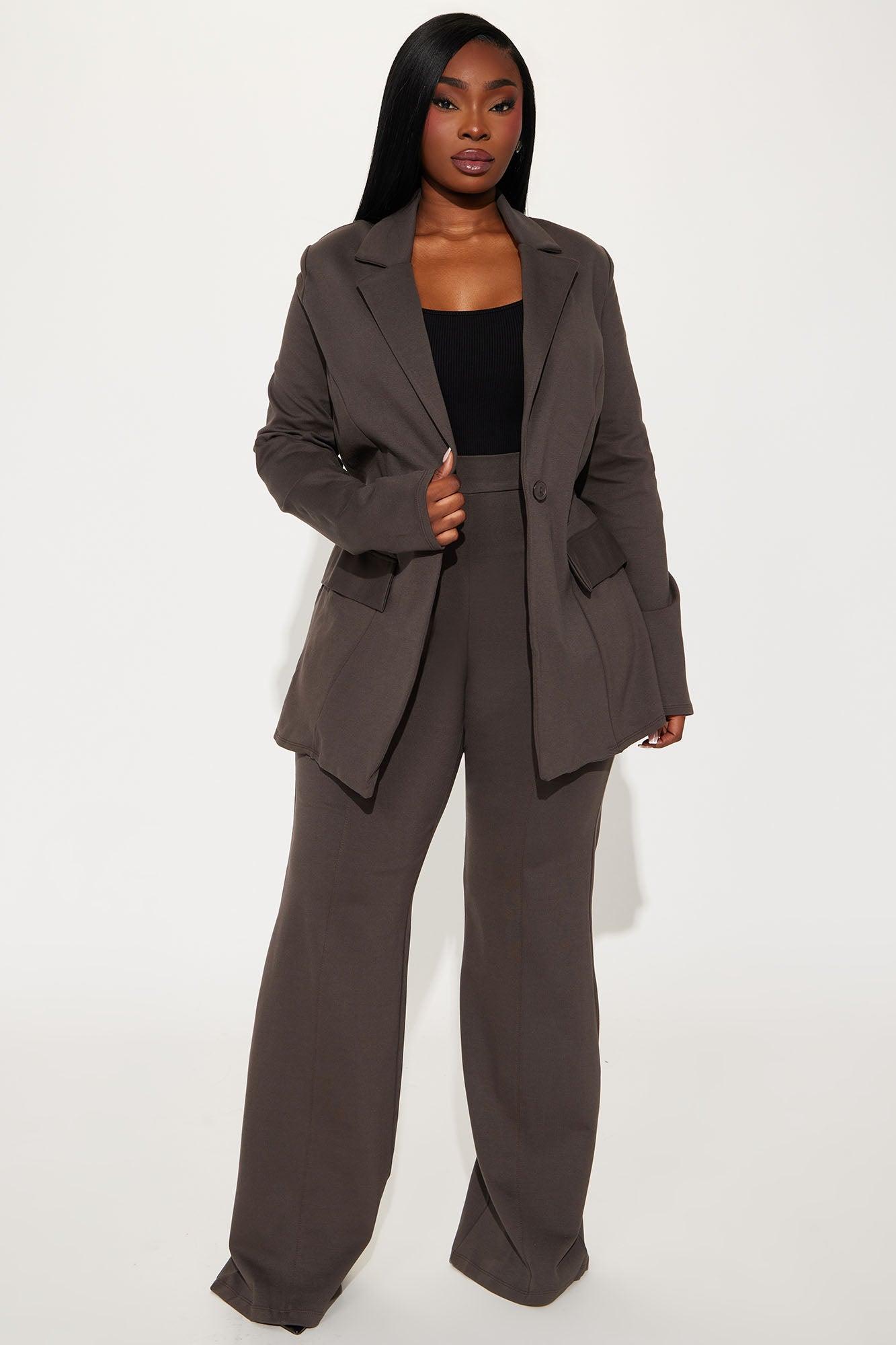 Very Mindful Blazer Pant Set - Brown Product Image