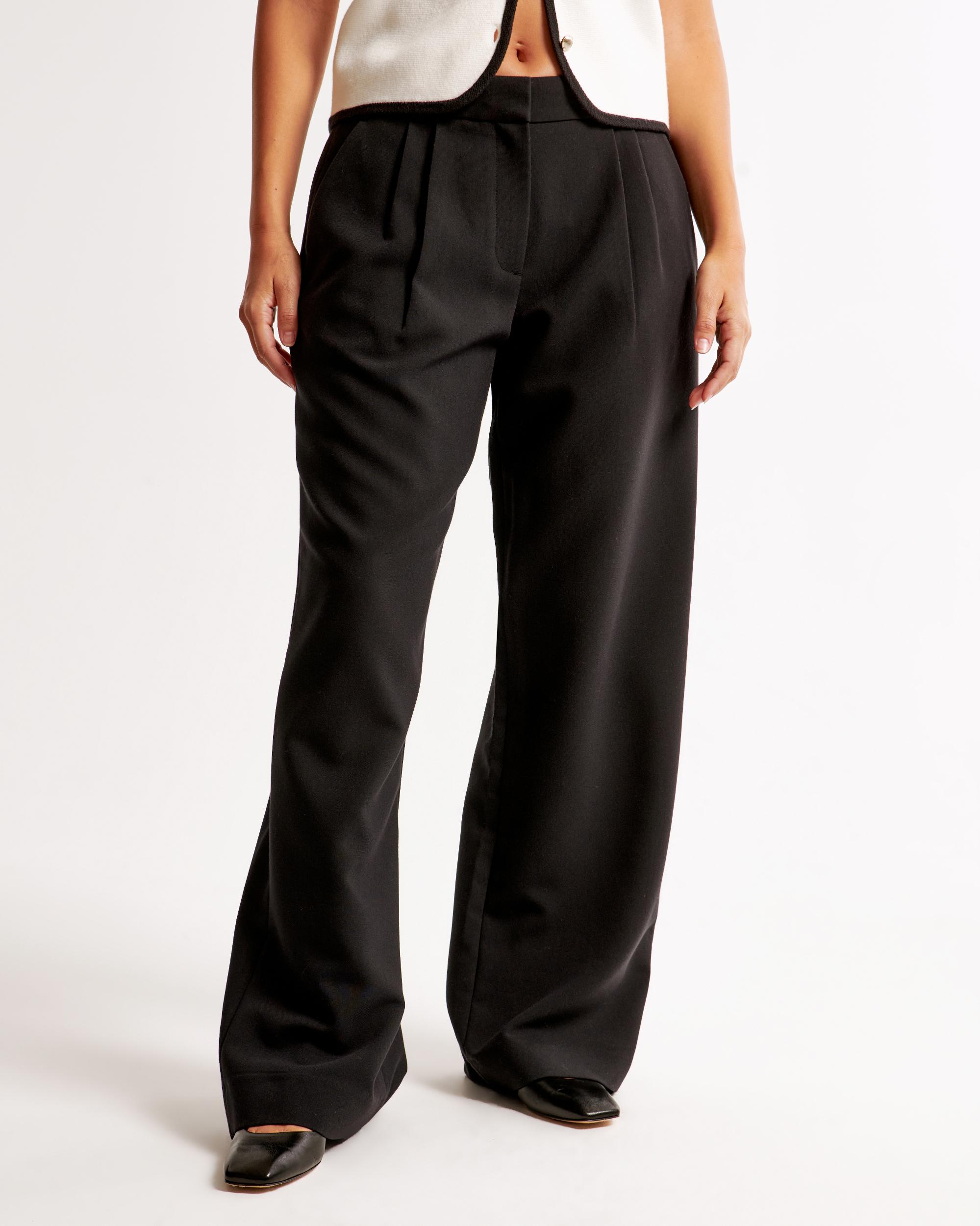 Curve Love A&F Sloane Low Rise Tailored Wide Leg Pant Product Image