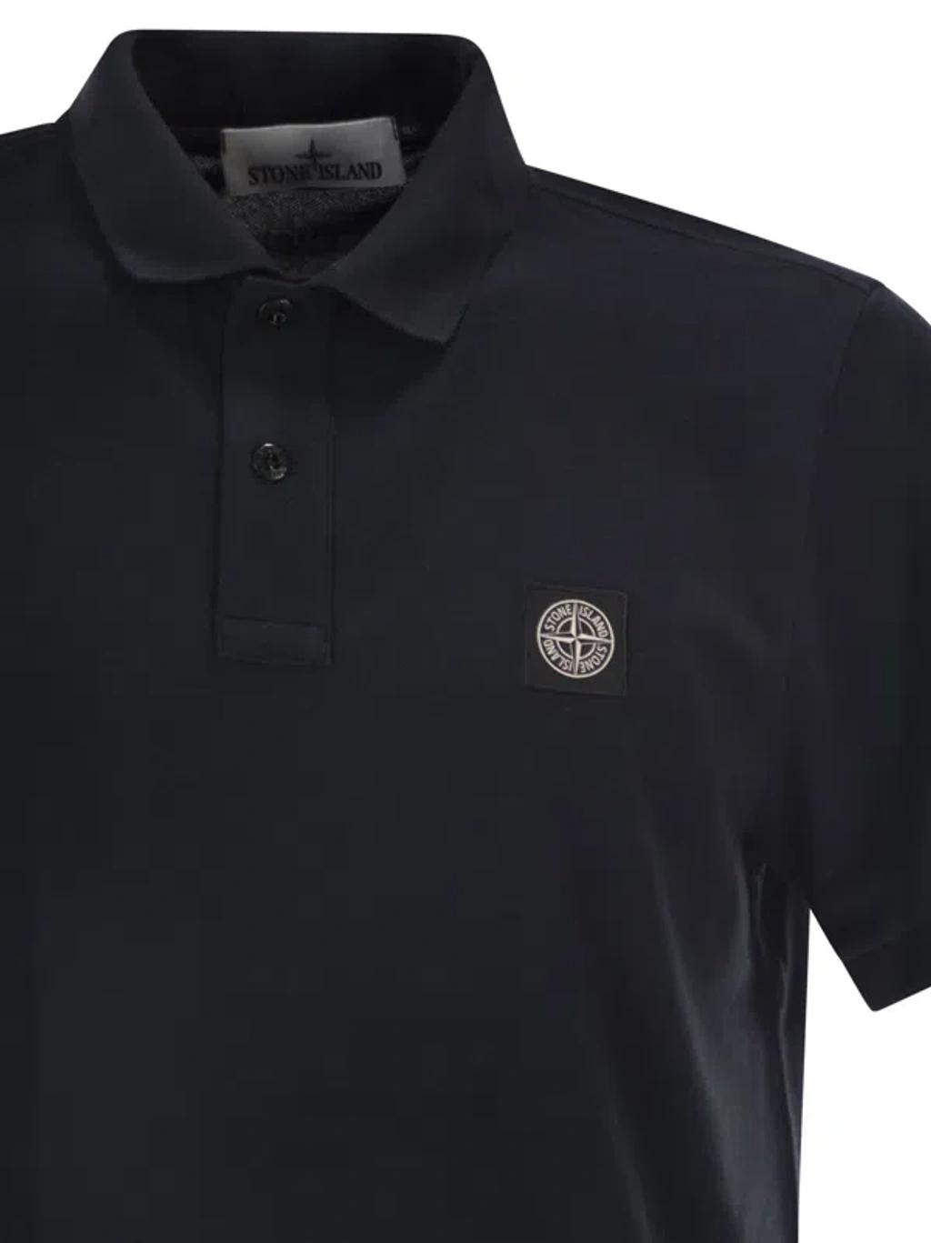 STONE ISLAND Mens Black Brand-patch Regular-fit Stretch-cotton Polo Shirt Xl Product Image