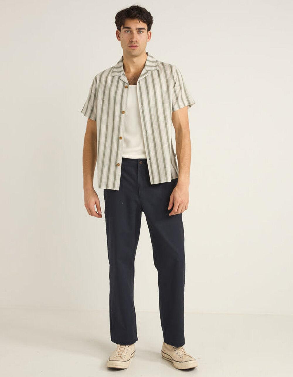 RHYTHM Vacation Stripe Mens Button Up Shirt - SAGE Product Image