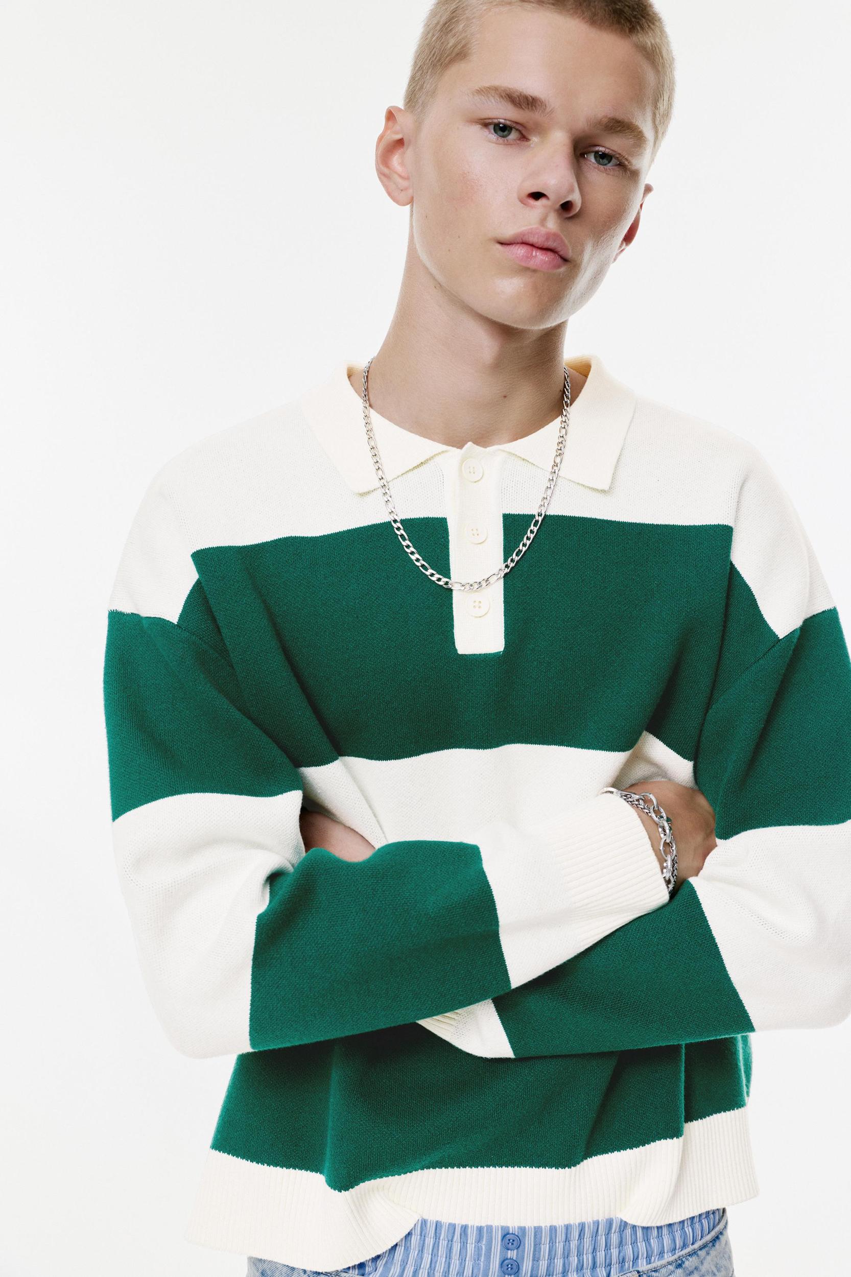 Long sleeve striped polo shirt Product Image