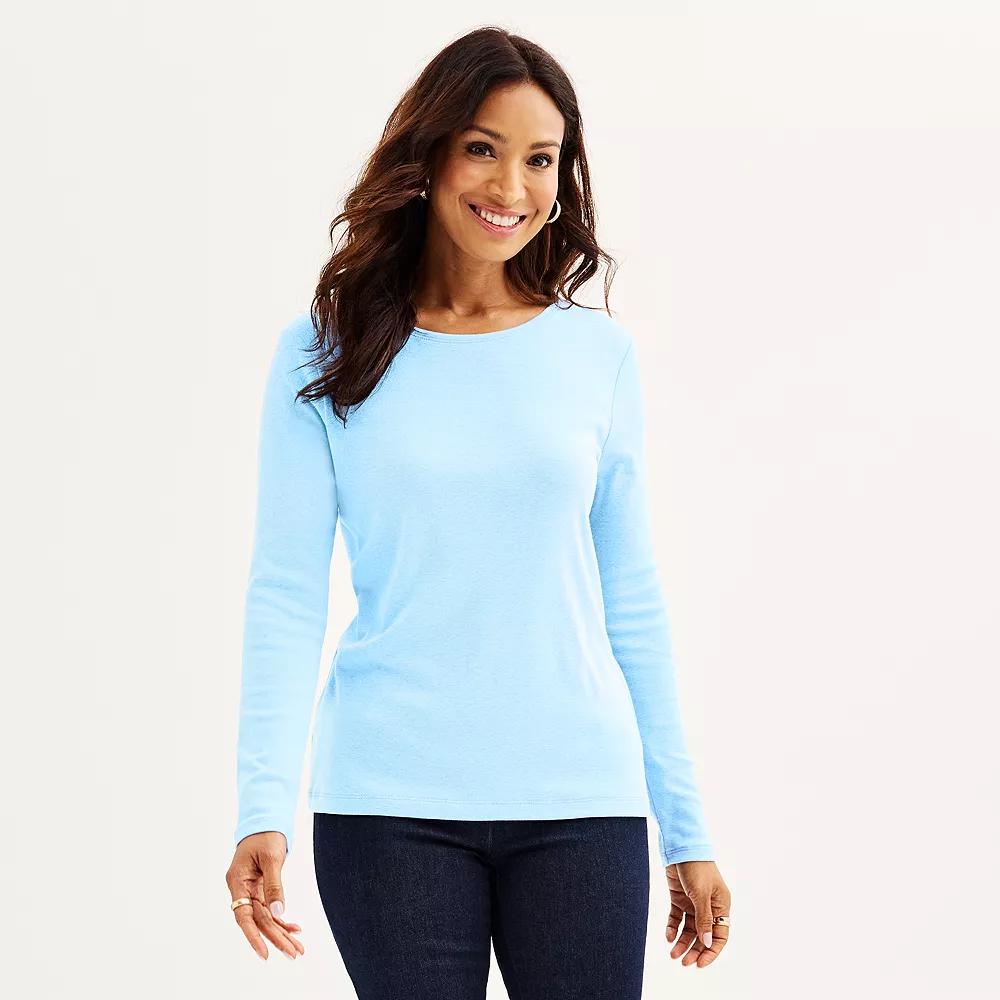 Women's Croft & Barrow® Essential Long-Sleeve Crewneck Tee, Size: Large, Fresh Air Product Image