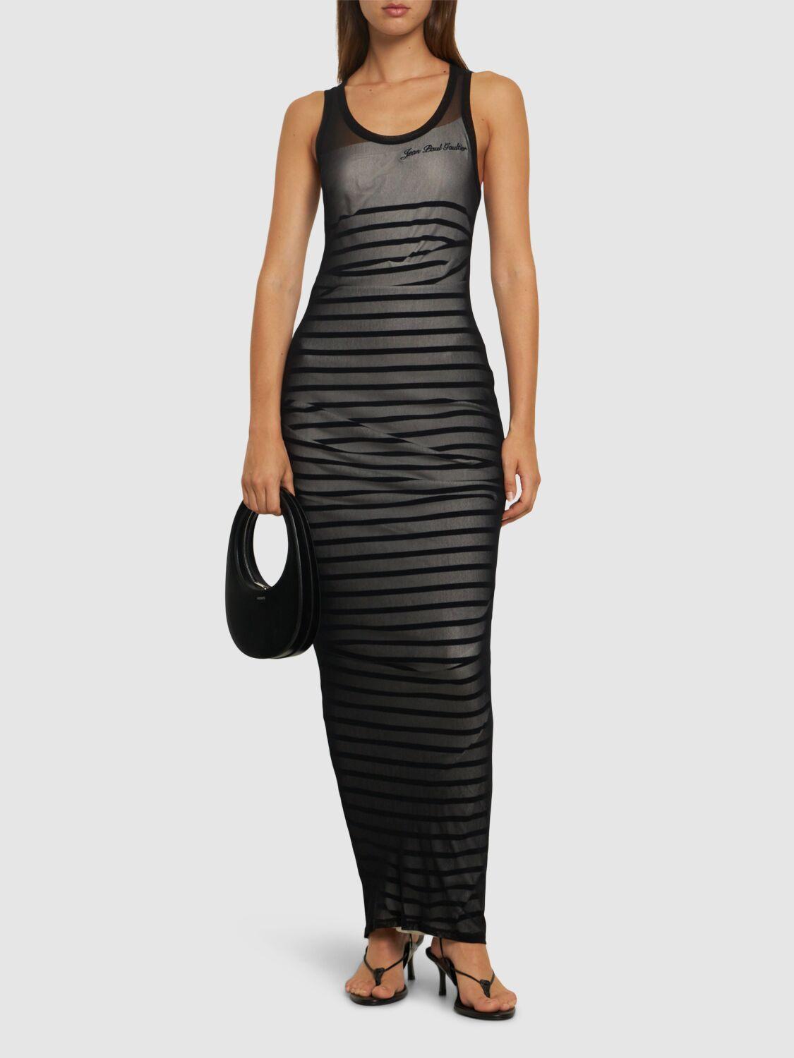 Black & Navy 'The Bi-Material Marinière' Maxi Dress Product Image