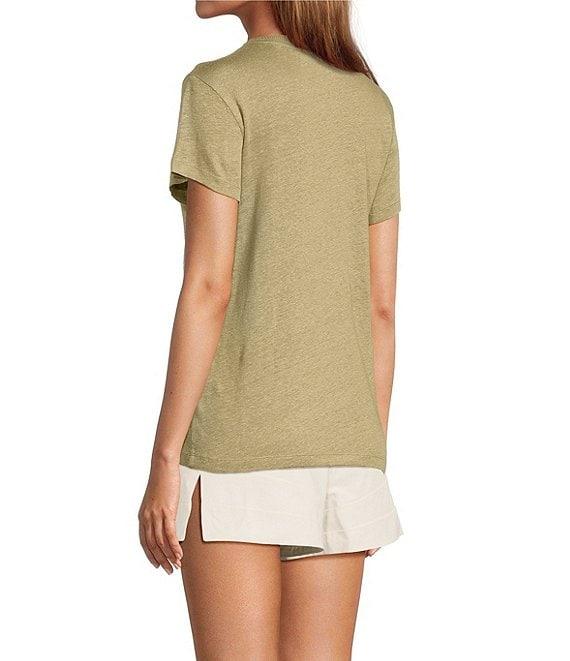 IRO Woven Linen Third Crew Neck Short Sleeve Tee Shirt Product Image