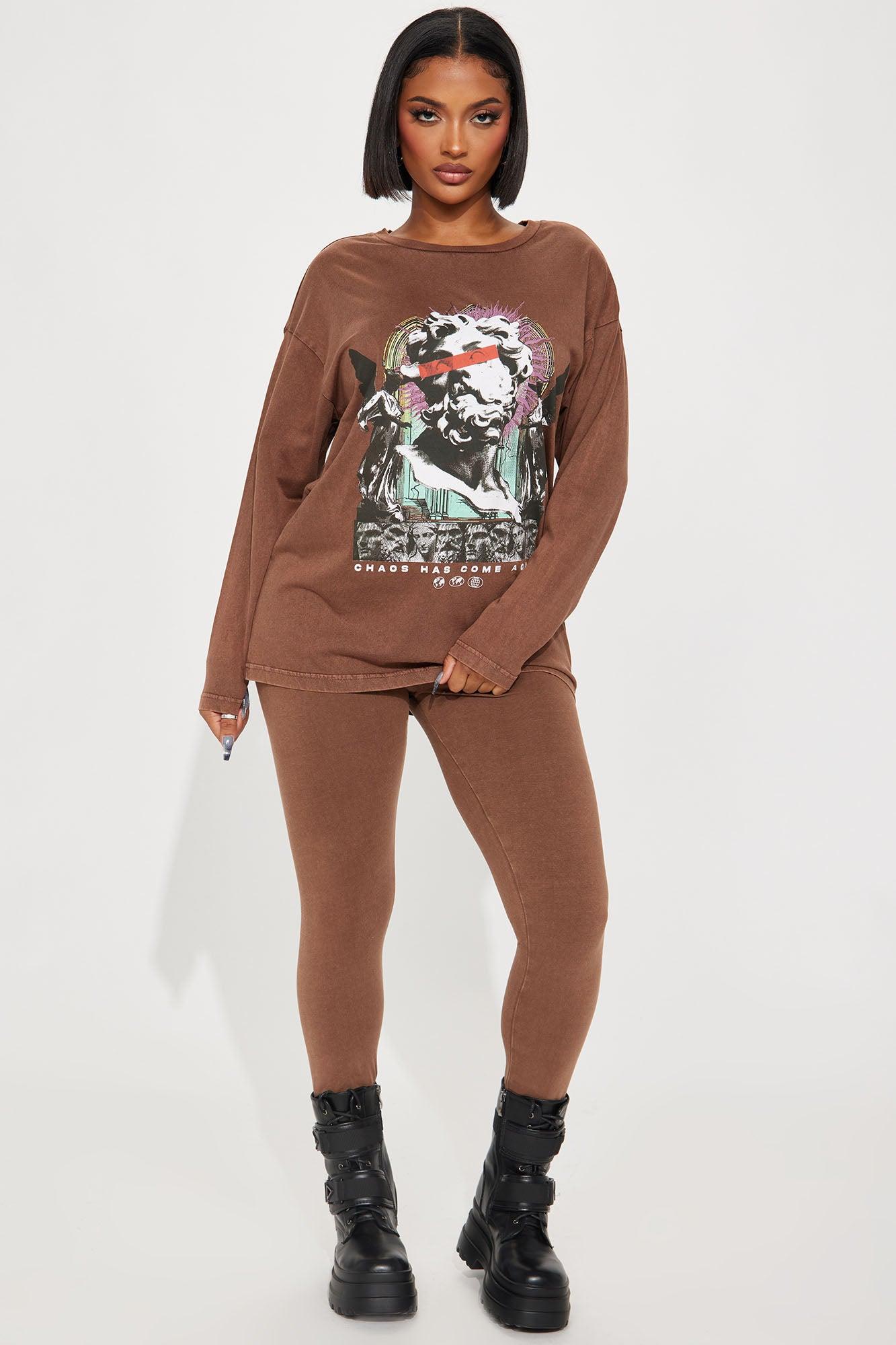 Statue Mineral Wash Legging Set - Brown Product Image