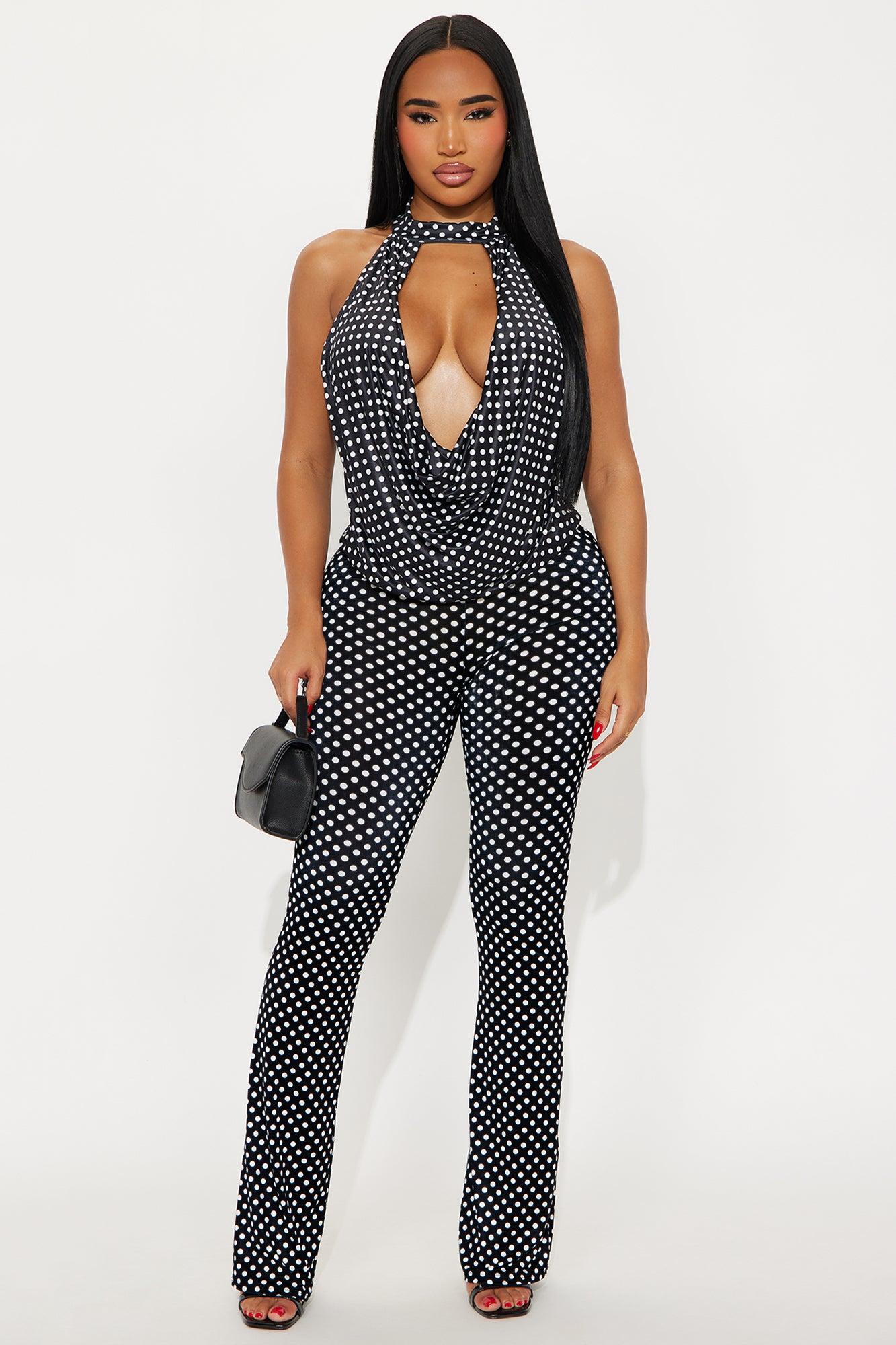 Polly Halter Polka Dot Pant Set - Black Female Product Image