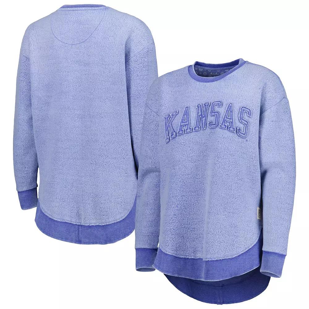 Women's Pressbox Royal Kansas Jayhawks Ponchoville Pullover Sweatshirt, Size: Large, Blue Product Image