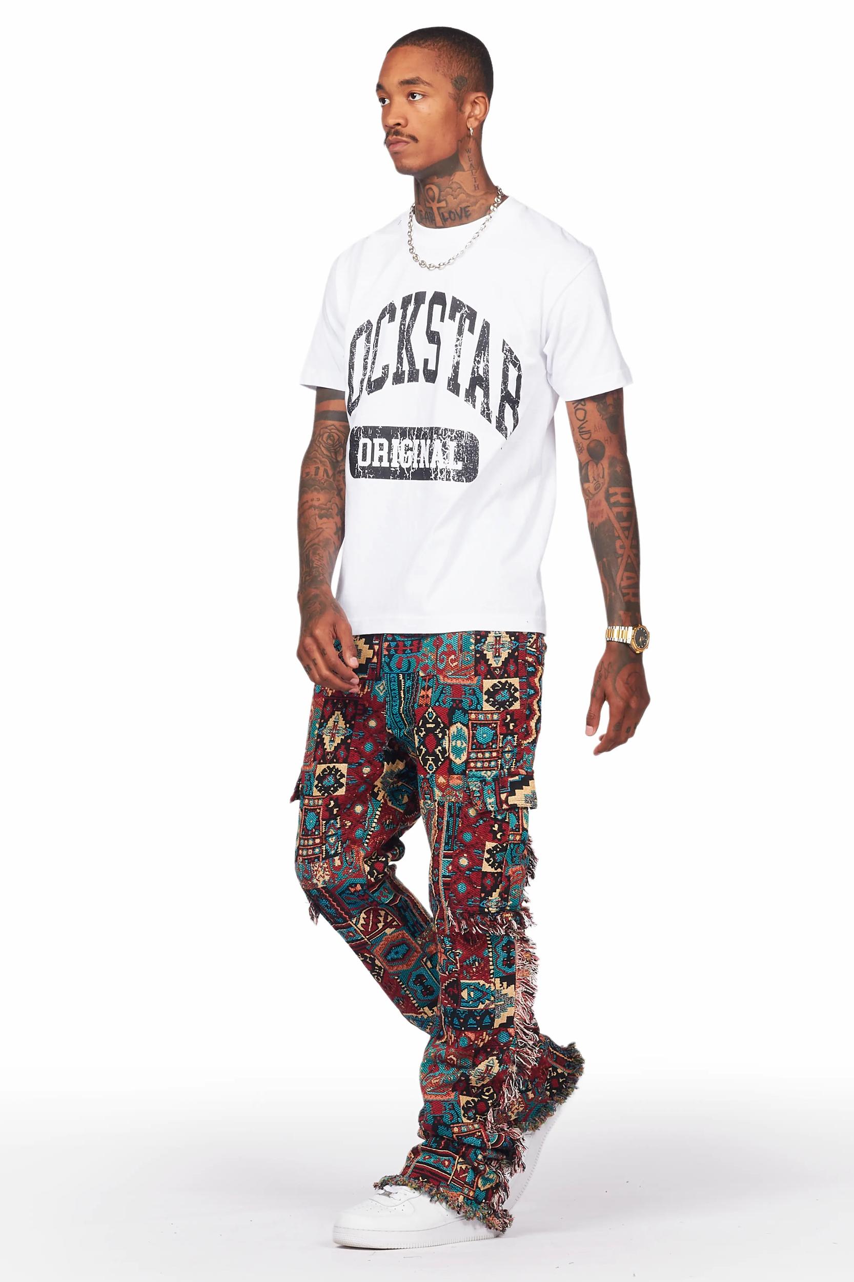 Ayami Red Slim Tapestry Flare Jean Male Product Image