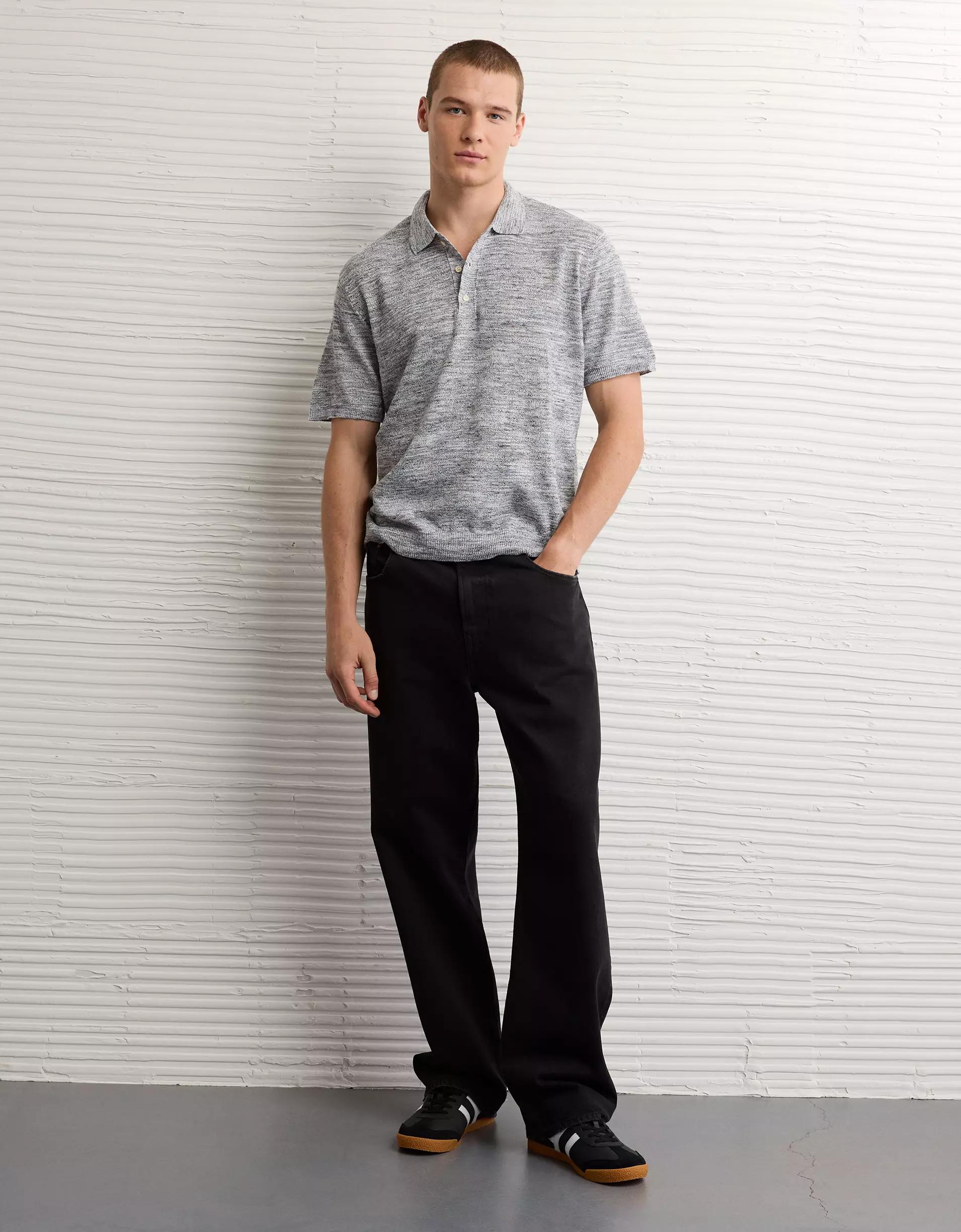 AE Space Dye Sweater Polo Shirt Product Image