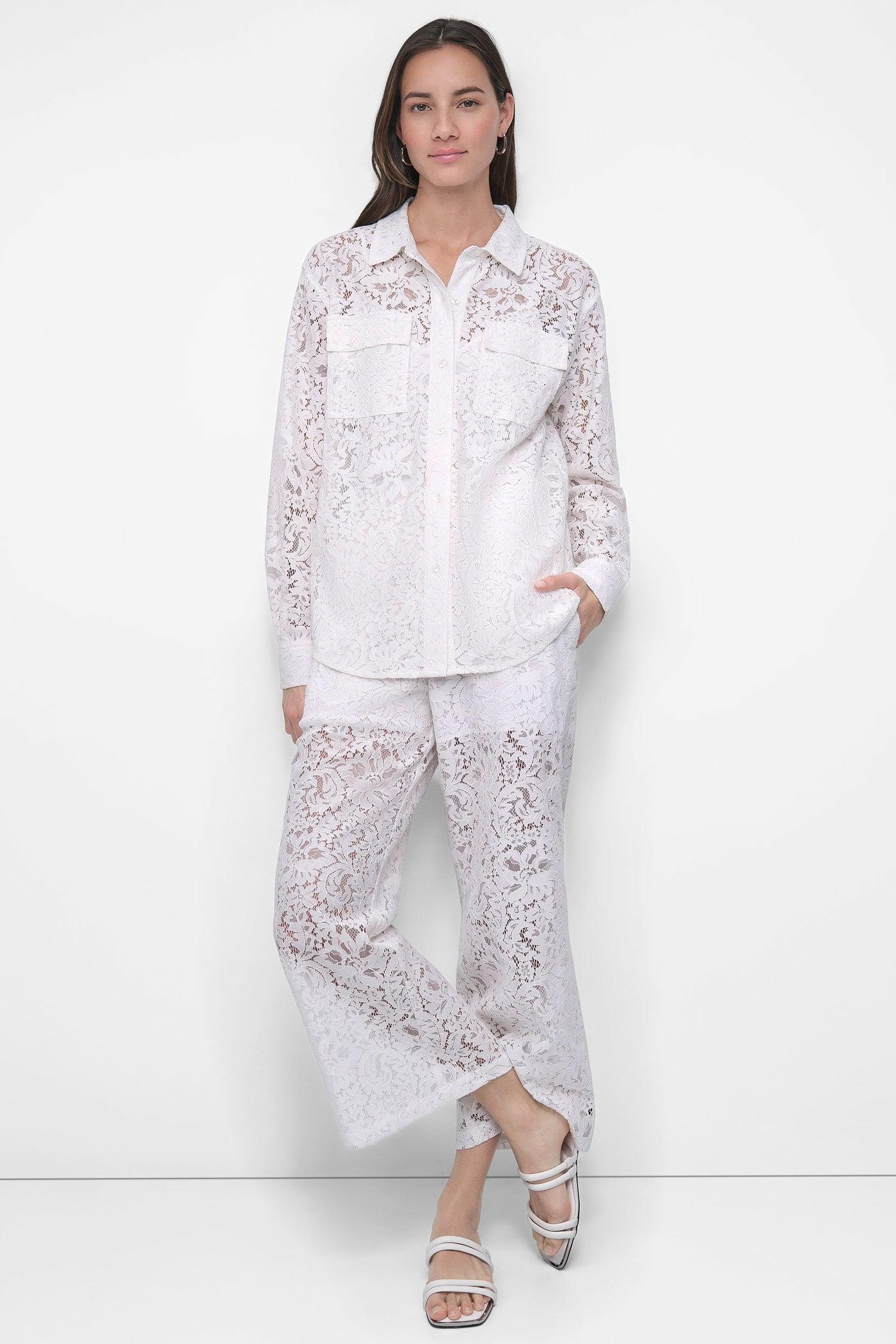 CROPPED LACE STRAIGHT LEG TROUSER Product Image