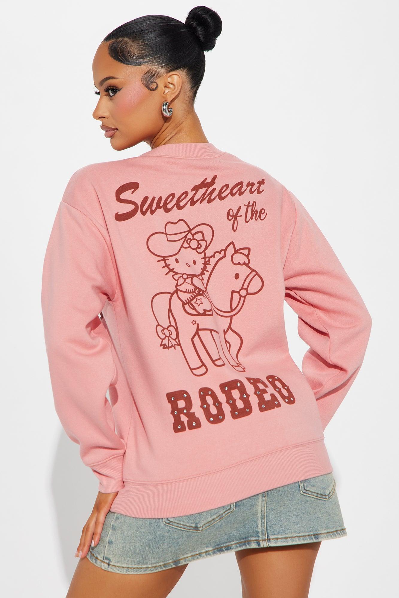 Rodeo Sweetheart Hello Kitty Oversized Sweatshirt - Pink Product Image