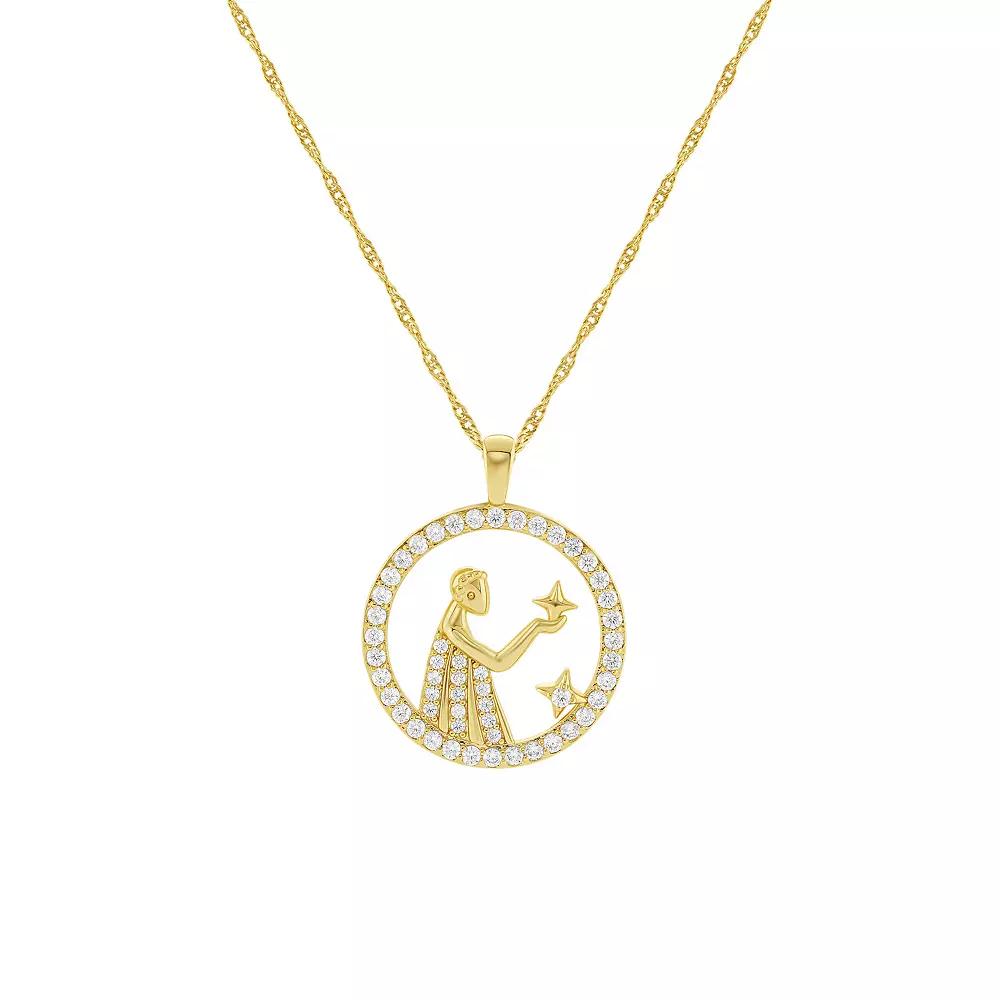 PRIMROSE 18k Gold Plated Cubic Zirconia Zodiac Coin Pendant Necklace, Women's, Size: 18", Virgo Product Image