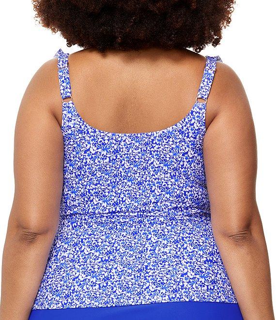 Raisins Curve Plus Size Amalfi Coast Andressa V-Neck Ruffle Trim Tankini Swim Top Product Image