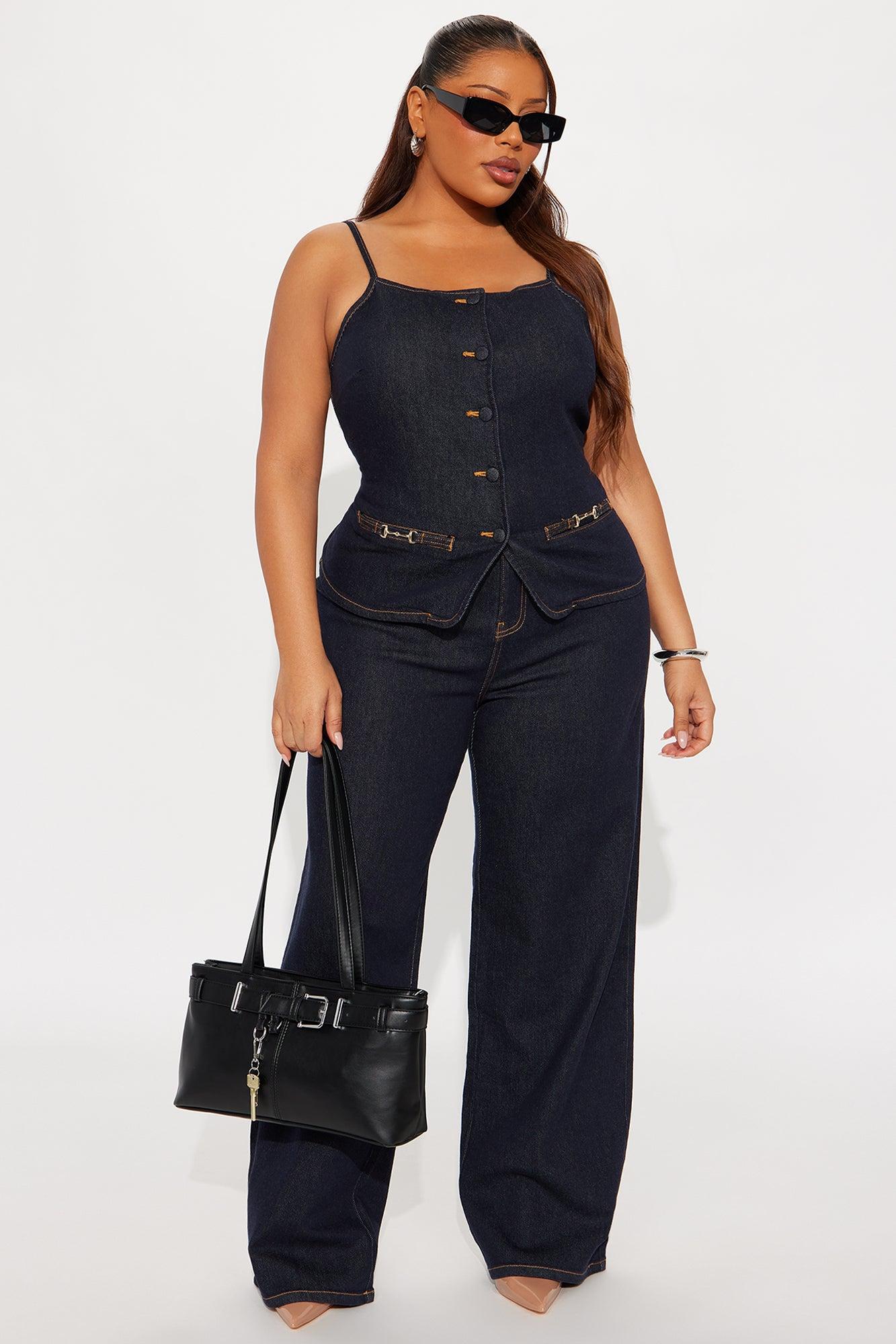 Minimal Behavior Stretch Denim Pant Set - Dark Wash Female Product Image