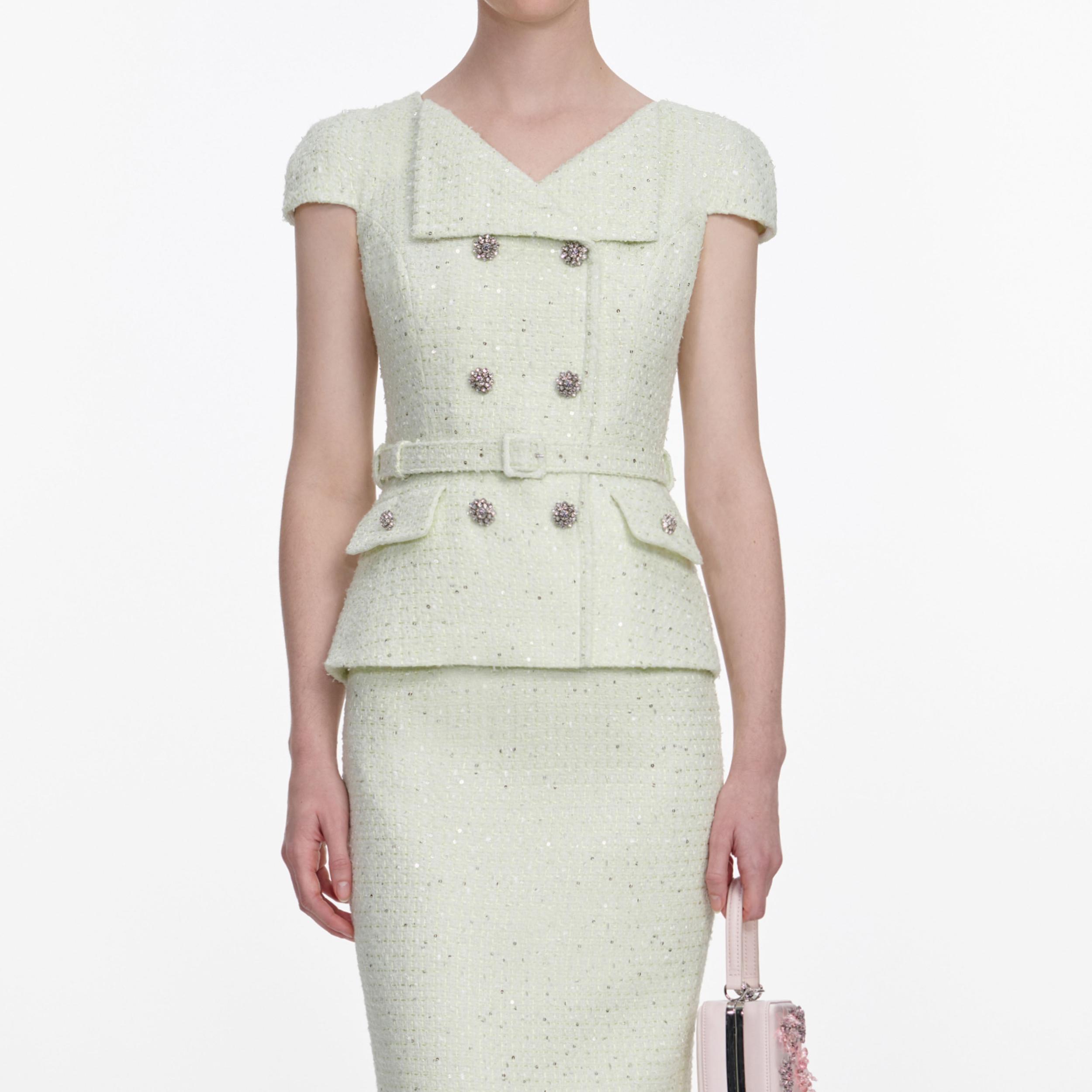 Lime Boucle Midi Dress Product Image