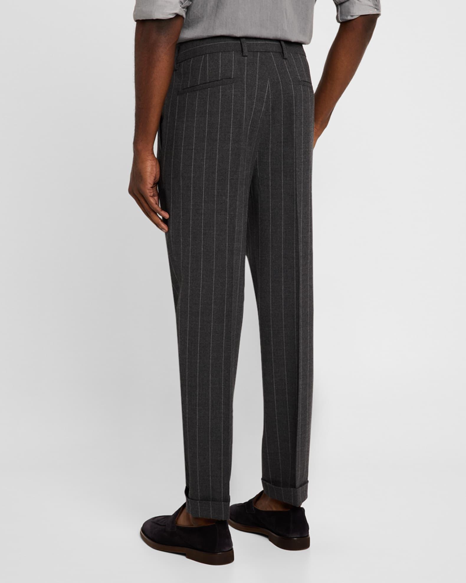 Men's Wool Pinstripe Single-Pleated Trousers Product Image