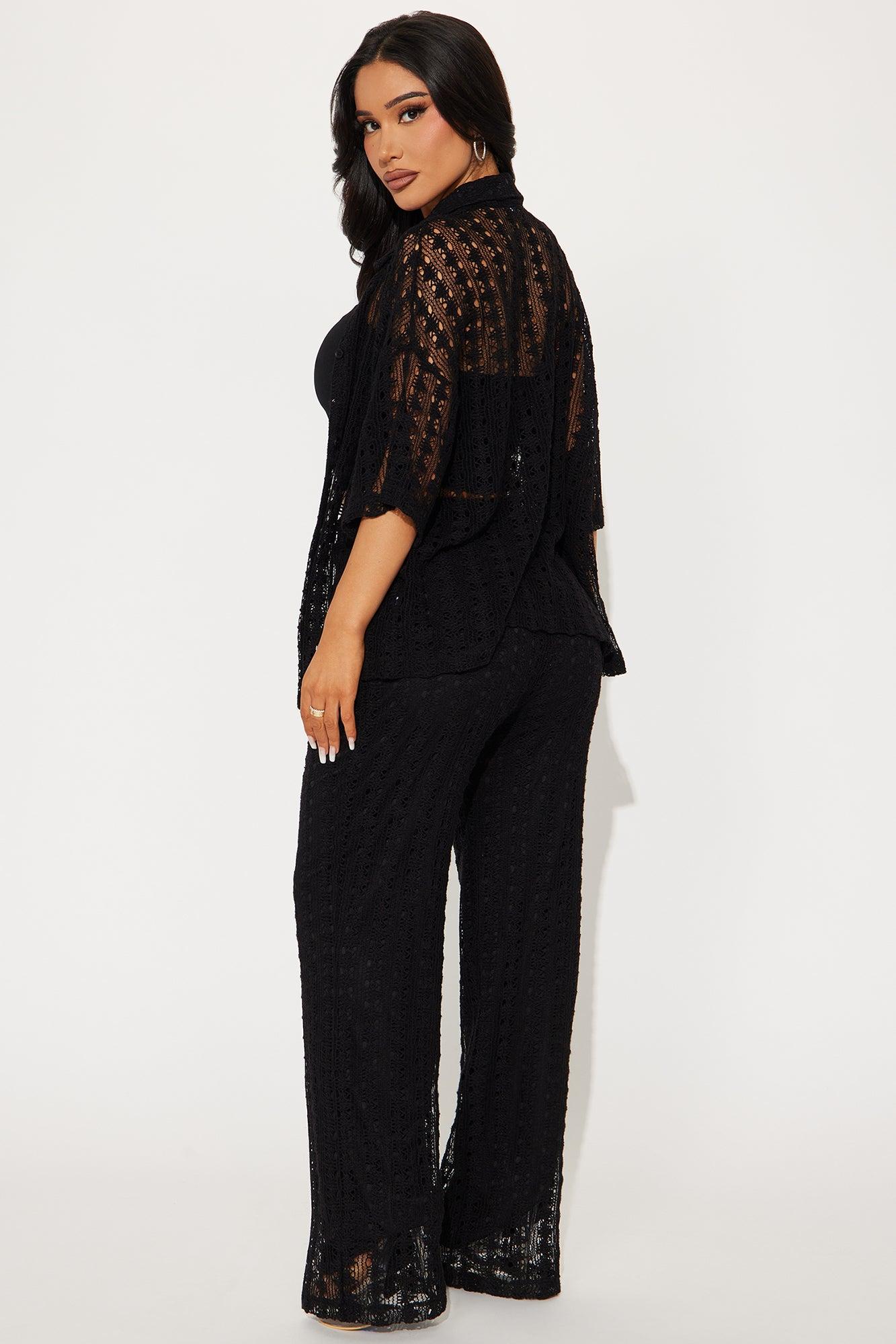 Kara Crochet Pant Set - Black Product Image