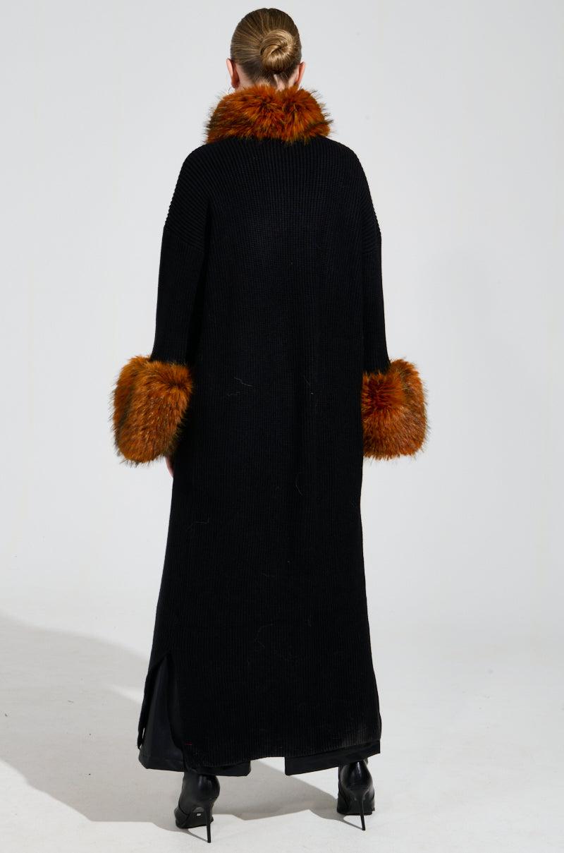 SNOWY NIGHT LONG CARDIGAN IN BLACK Product Image