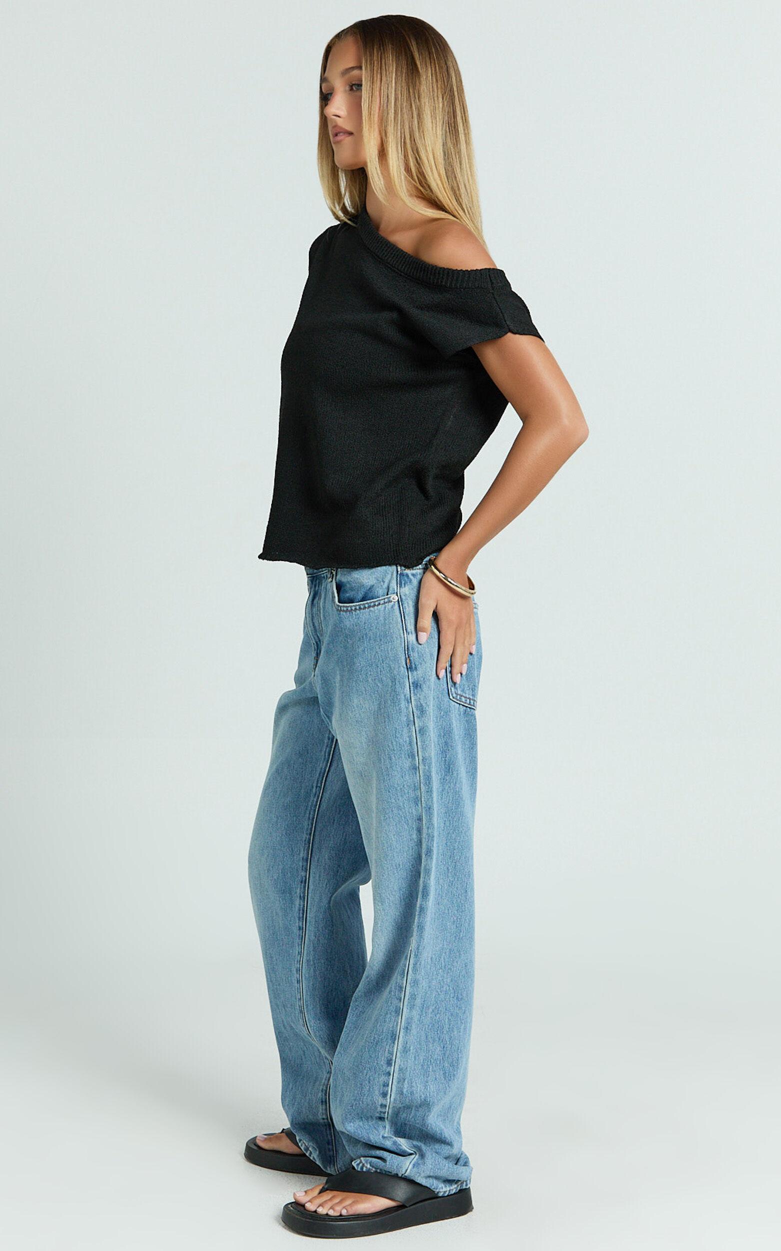 Marilou Top - Knit Off Shoulder Top in Black Product Image