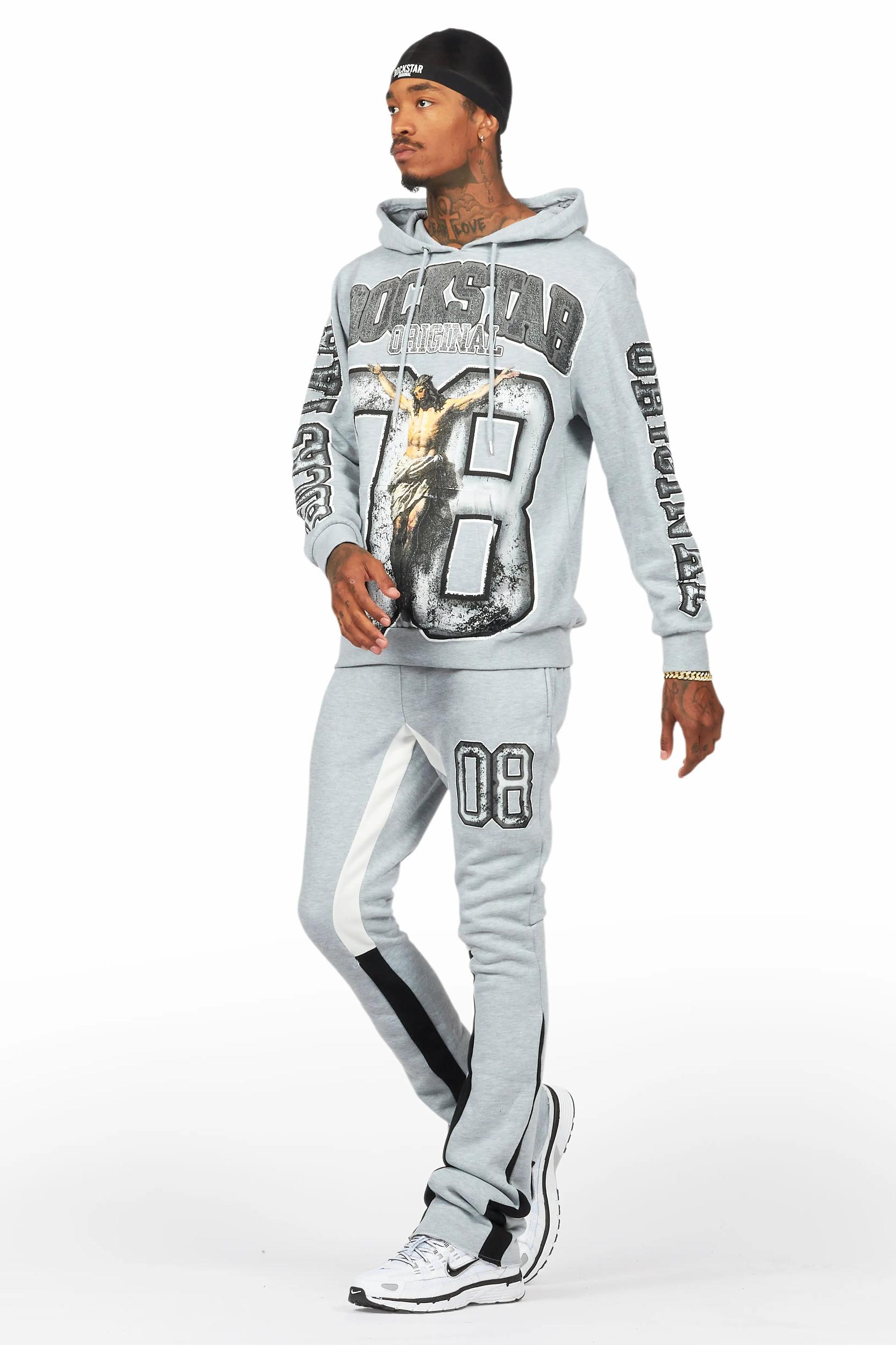 Fields Grey/White Stacked Flare Hoodie Track Set Male Product Image