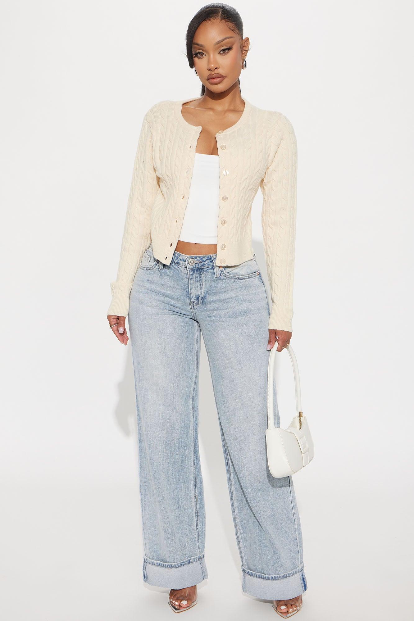 Elowen Cable Knit Cardigan - Cream Product Image