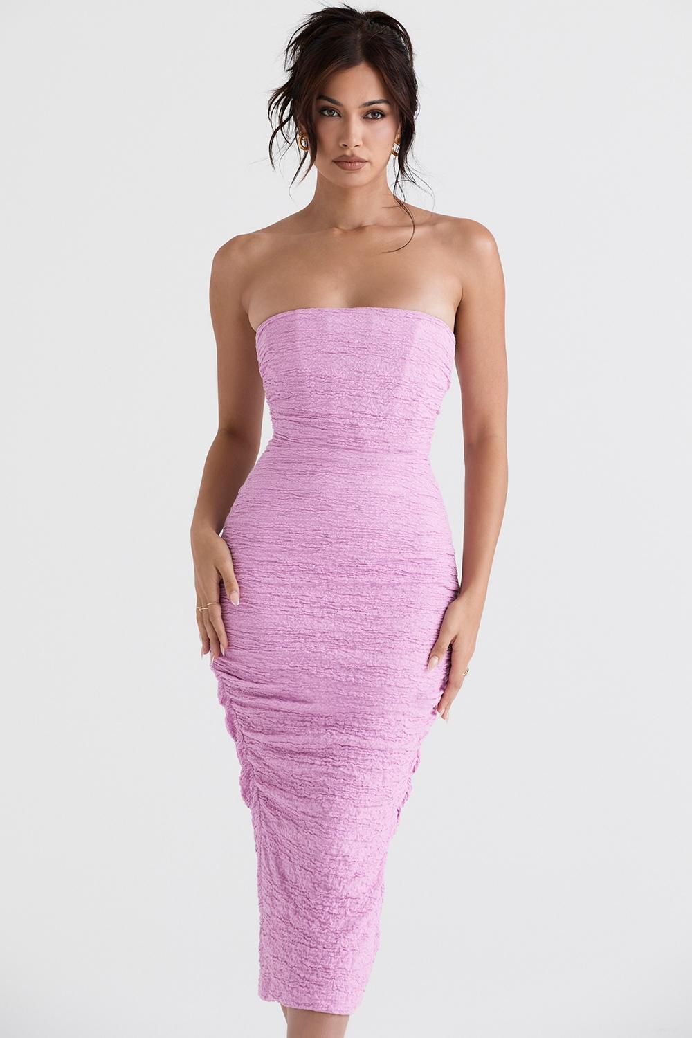 Tana  pink strapless corset midi dress Product Image