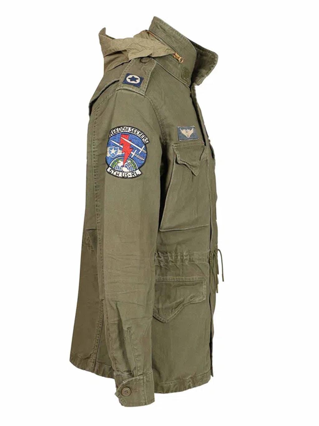 POLO RALPH LAUREN Cotton Denim Jacket With Front Logo Patch In Green Product Image