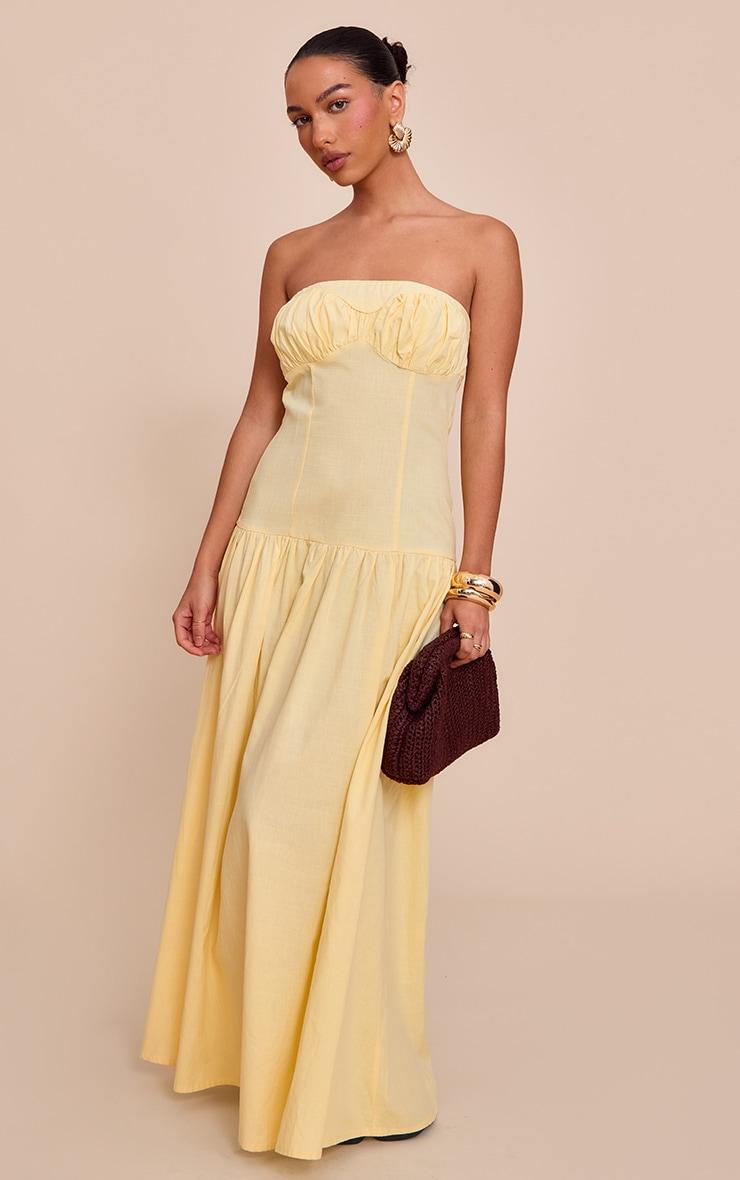 Lemon Bandeau Bust Seam Detail Maxi Dress Product Image