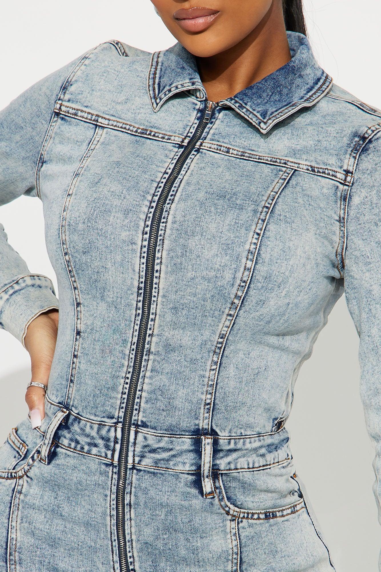 Concrete Jungle Denim Jumpsuit - Light Wash Product Image