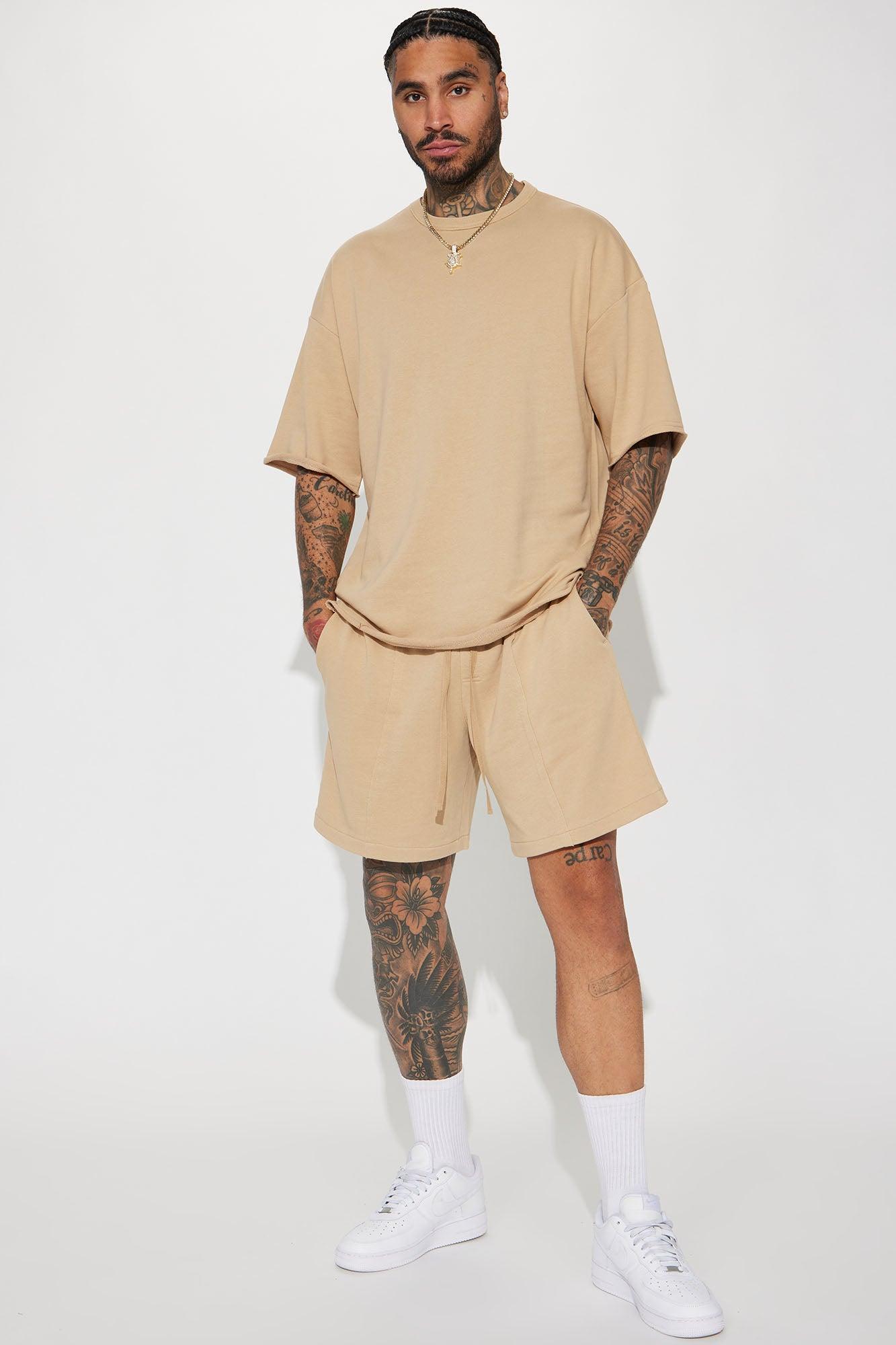 I Like How It Looks Oversized Terry Short Sleeve Tee - Tan Product Image