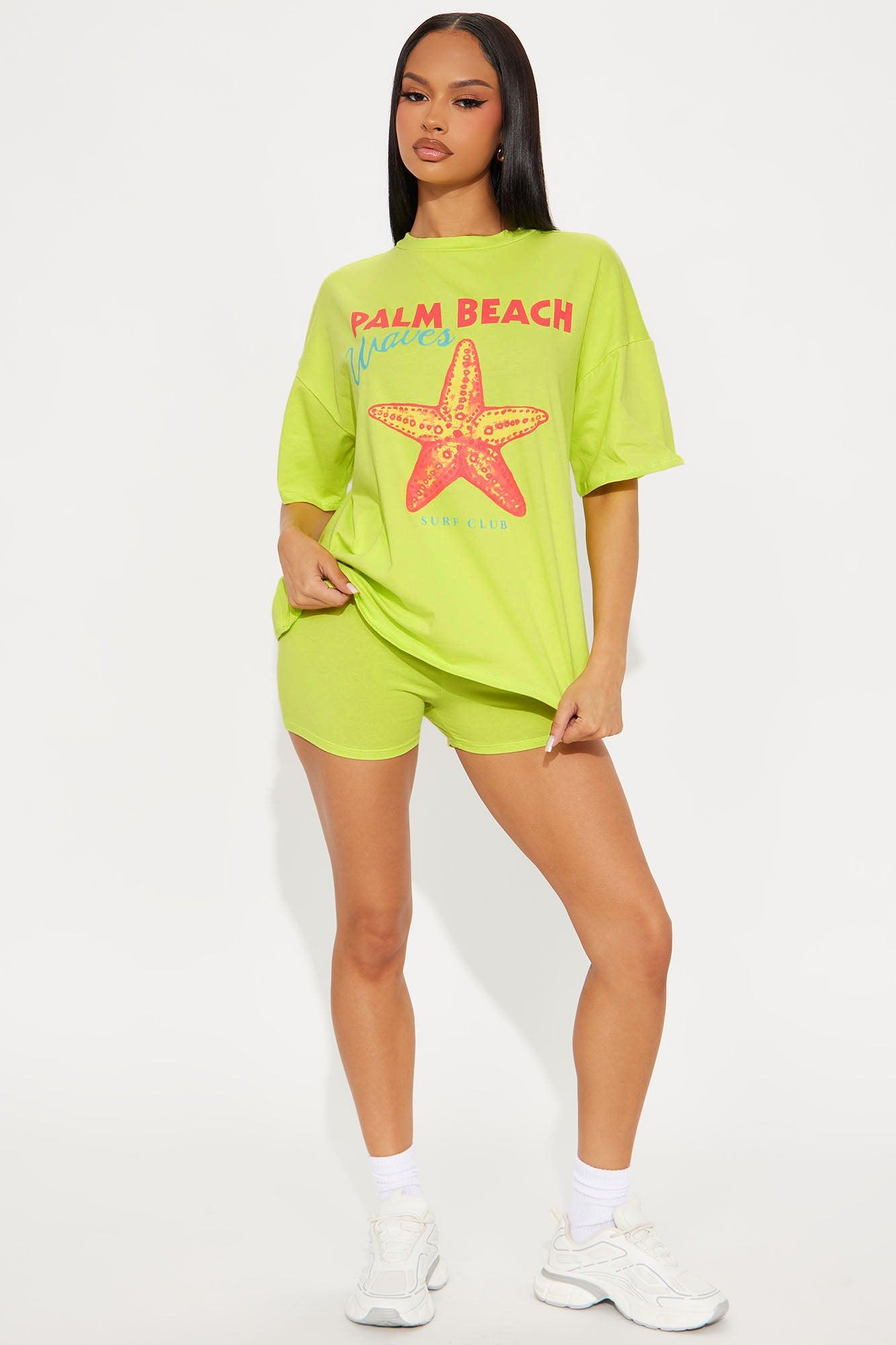 Palm Beach Waves Biker Short Set - Chartreuse Female Product Image