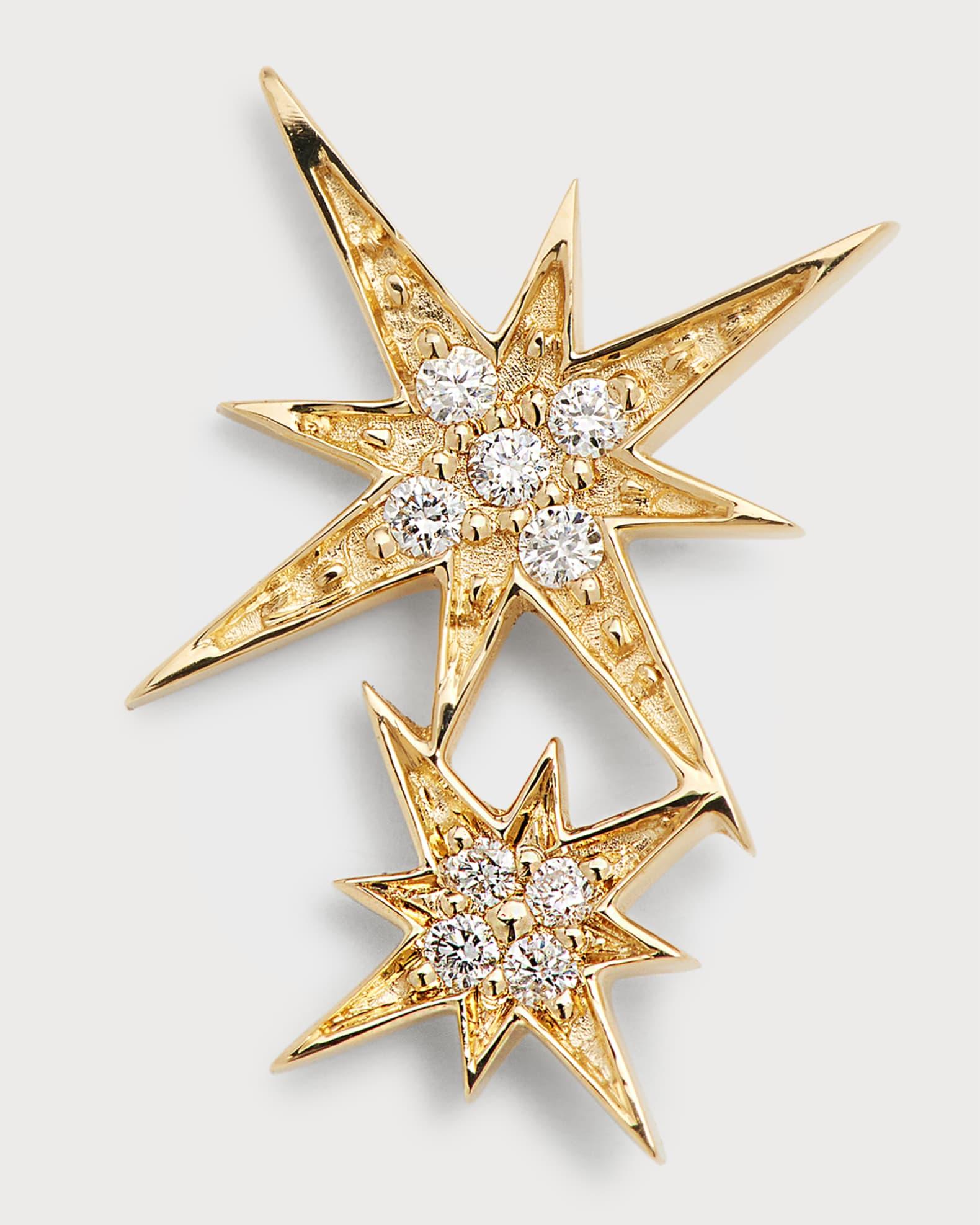 14k Pave Diamond Double Starburst Stud Earring Product Image