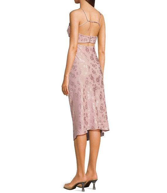 Allison & Kelly Printed Jacquard Square Neck Spaghetti Strap Dress Product Image