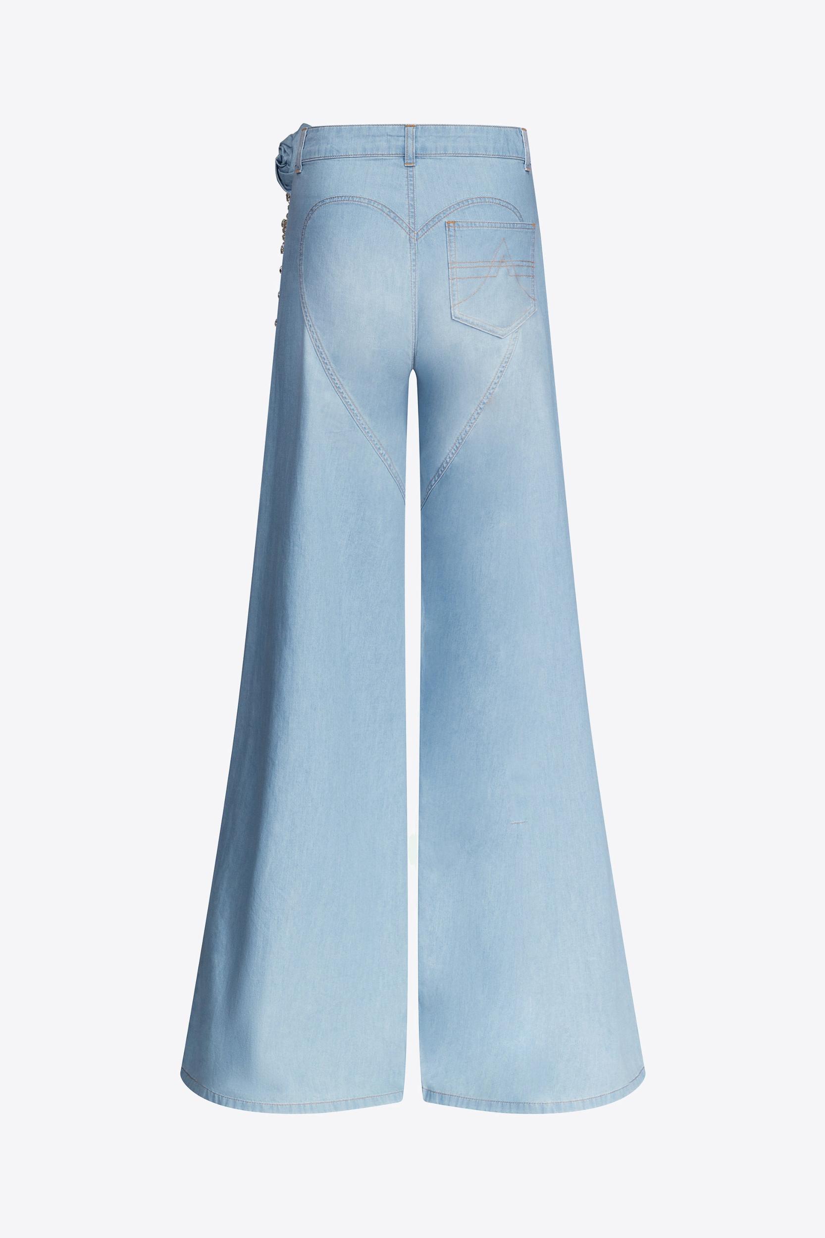 Crystal Rosette Wide Leg Jean Product Image