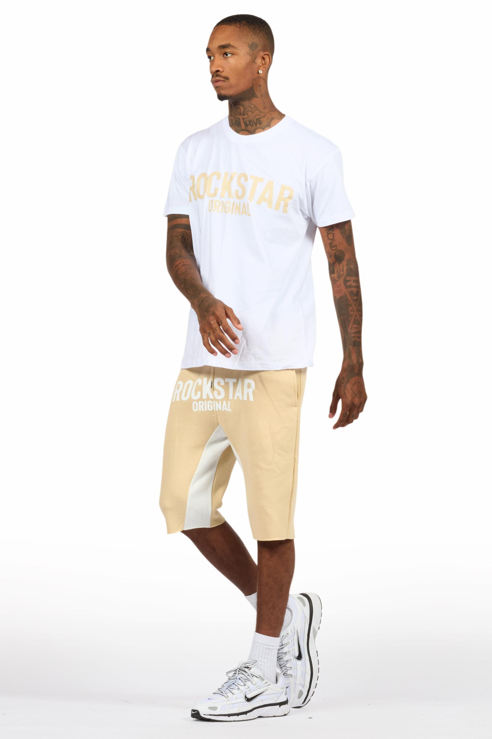 Sana White/Beige T-Shirt Short Set Male Product Image