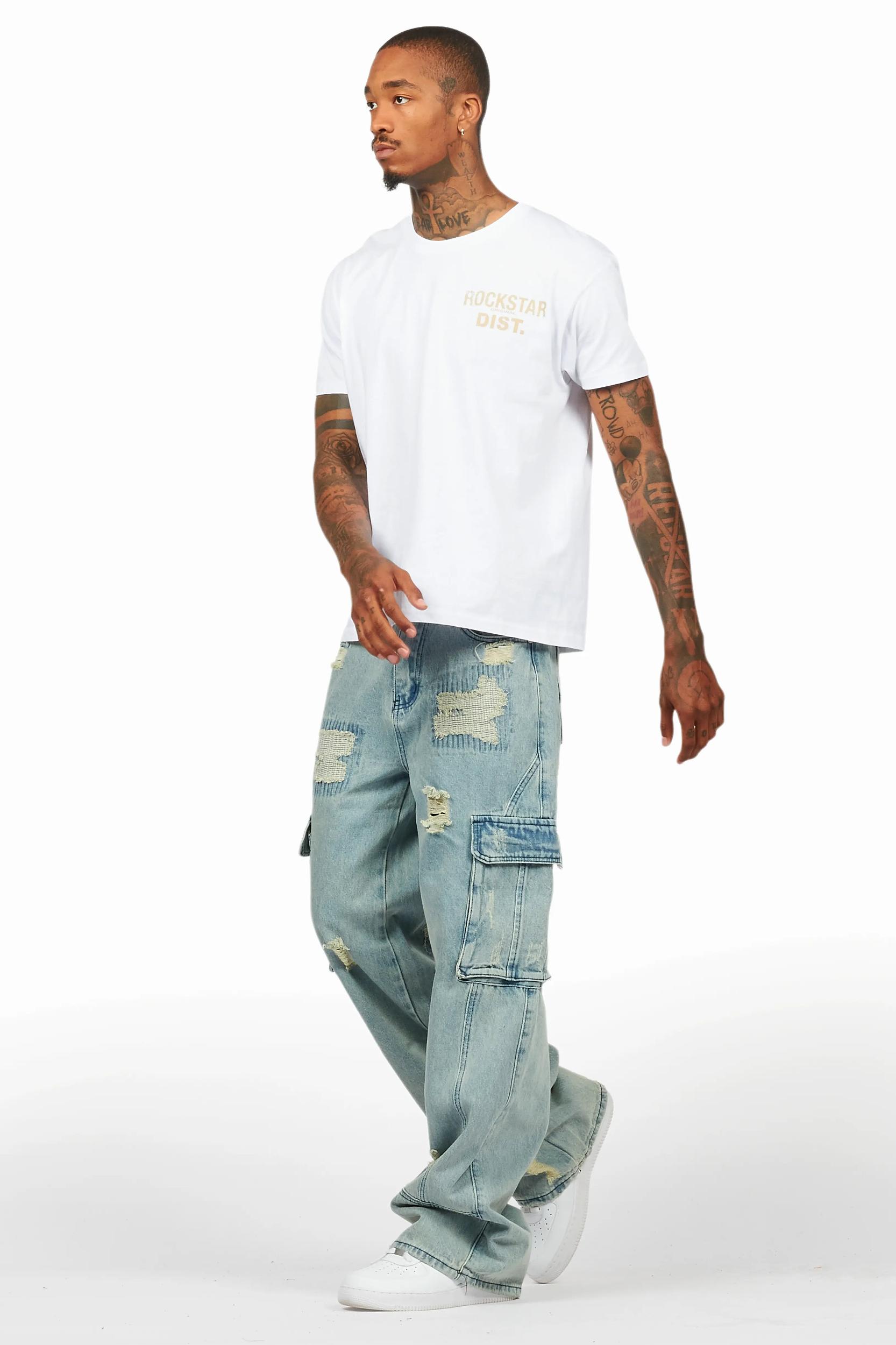 Nand Light Blue Baggy Cargo Jean Male Product Image