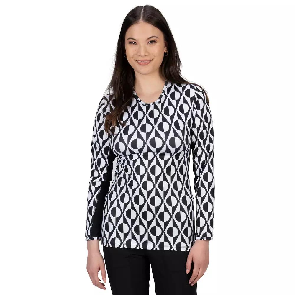 Women's Nancy Lopez Aspiration Long Sleeve Golf Tee, Size: Large, Black White Deco Product Image