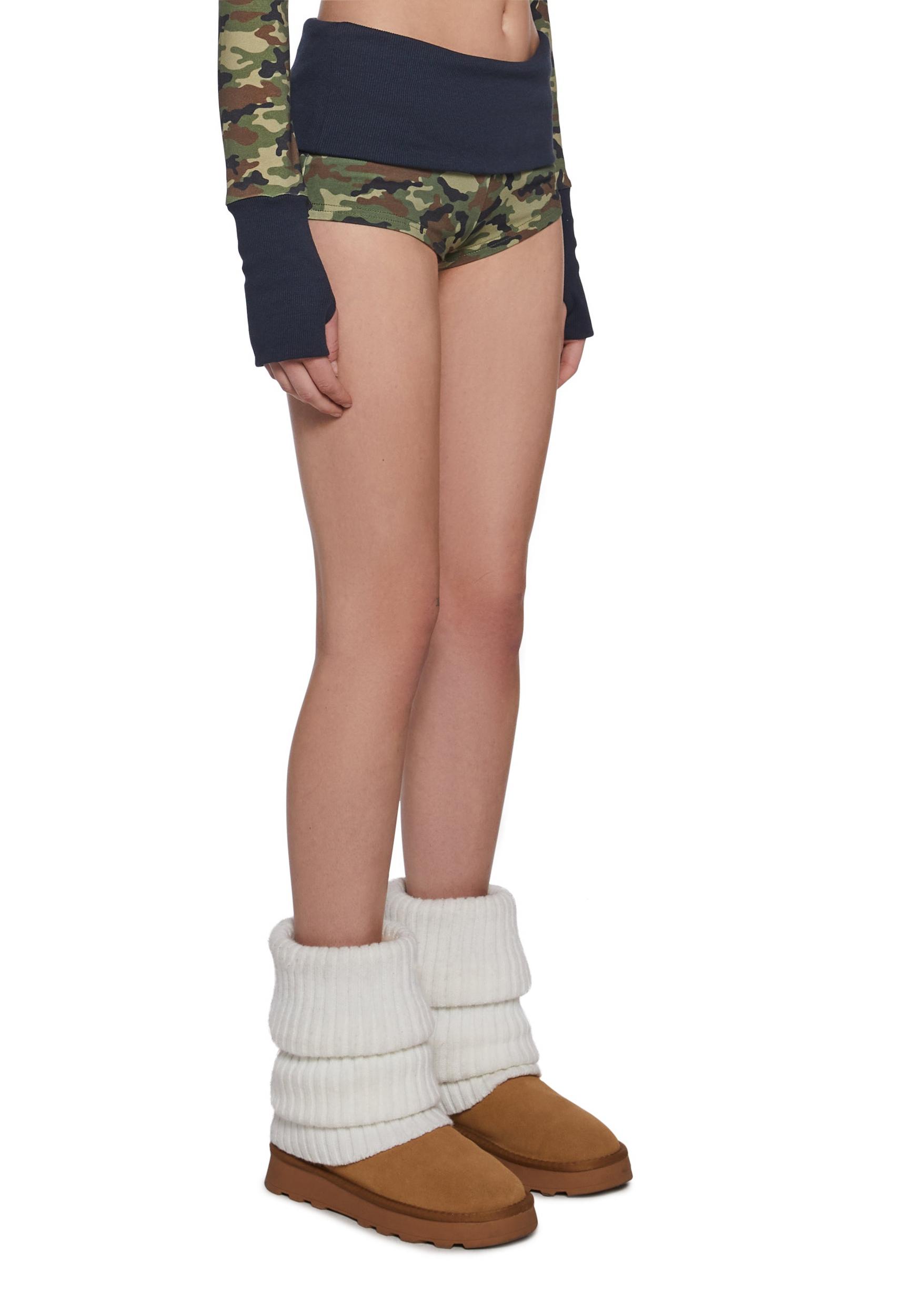 Womens Sexy Camo Print Micro Booty Shorts - Green Product Image