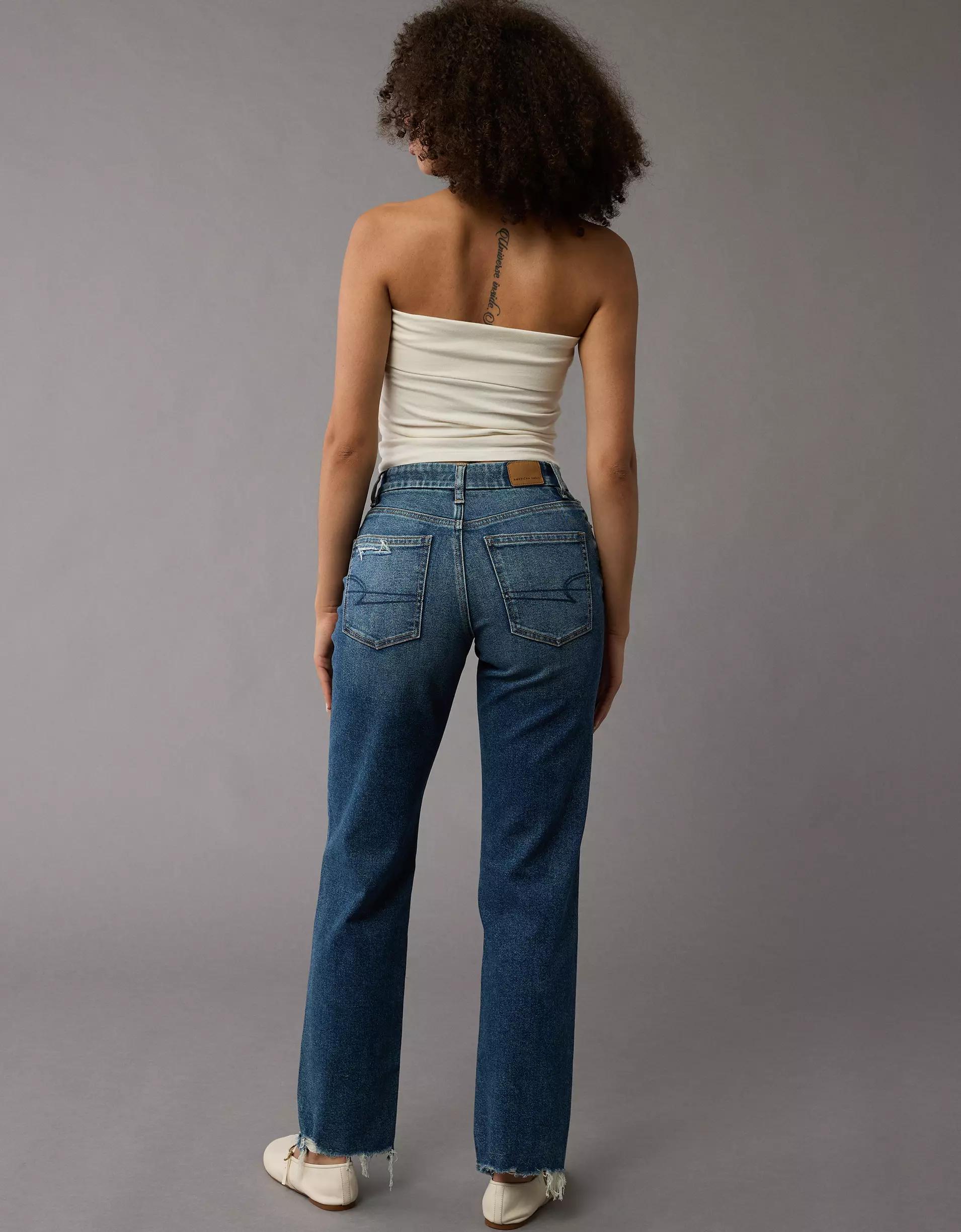 AE Stretch Curvy High-Waisted Straight Jean Product Image