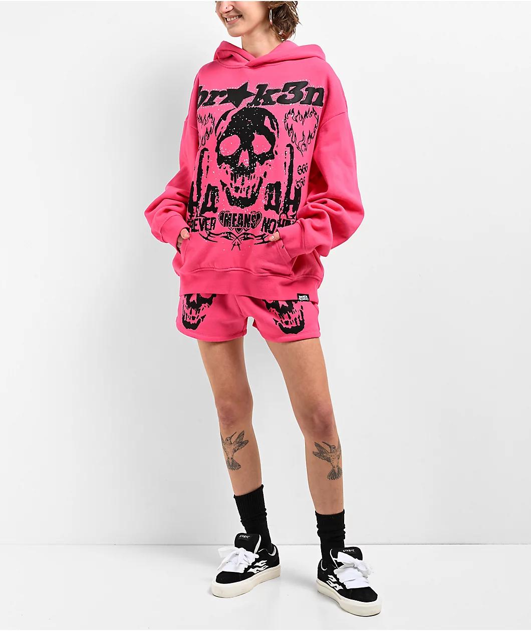 Broken Promises Faceless Pink Rhinestone Hoodie Product Image