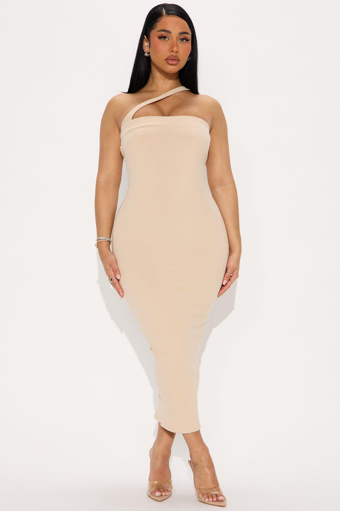 Valencia Snatched Midi Dress - Cream Female Product Image