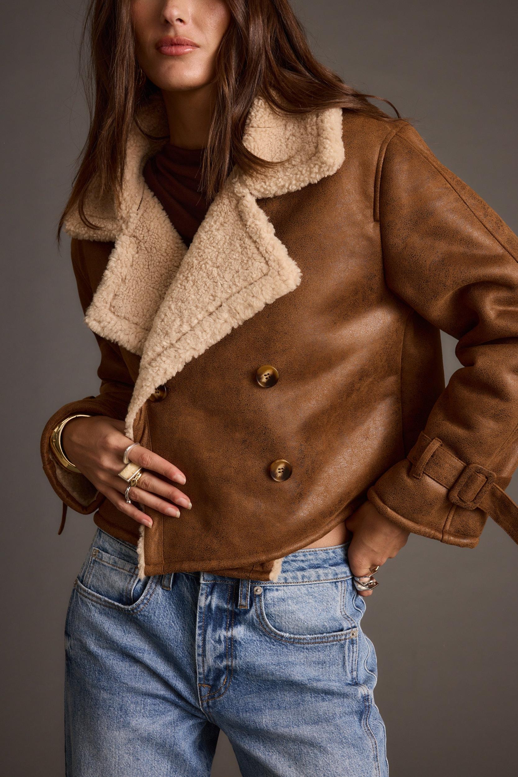 Avery Vintage Wash Sherling Coat Product Image