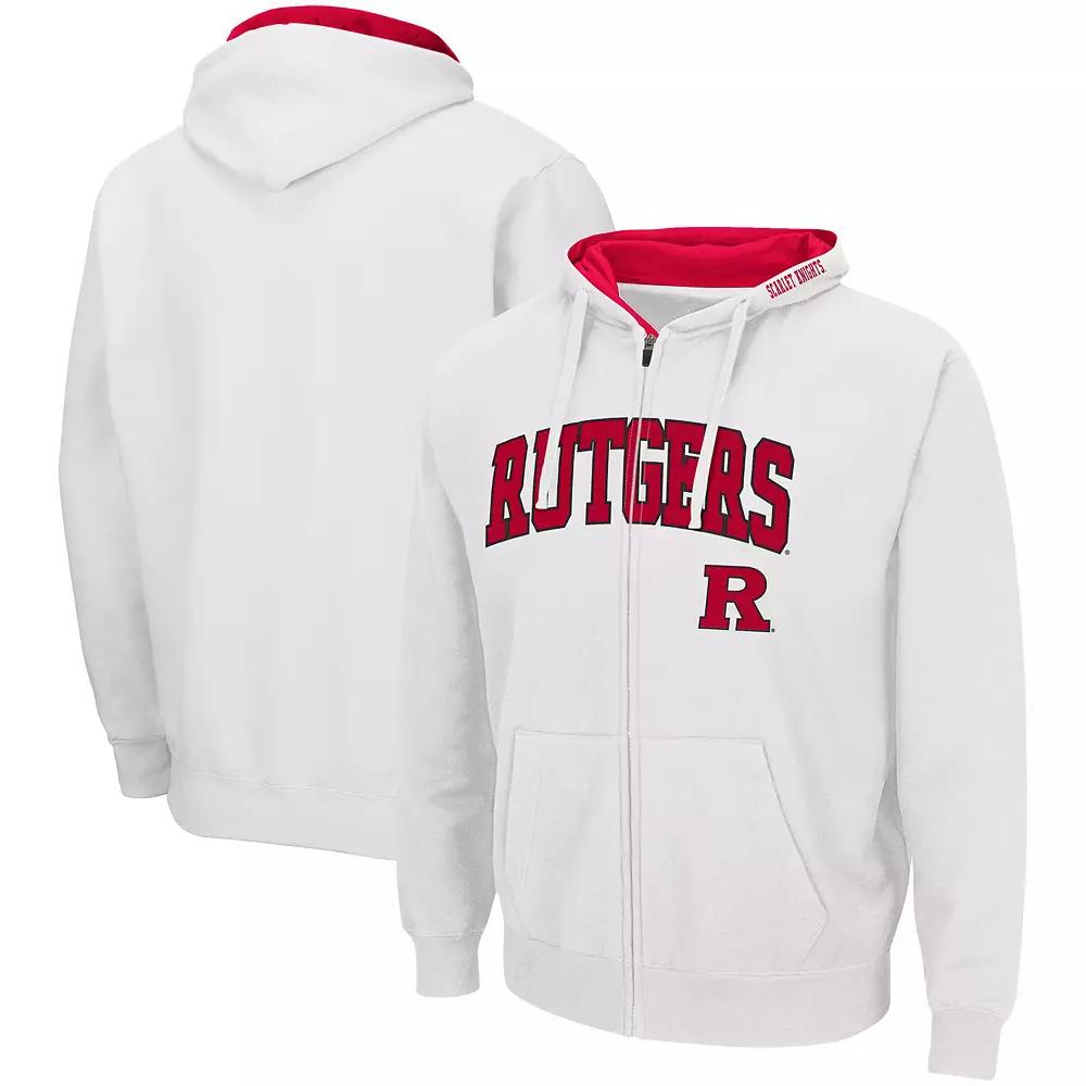 Men's Colosseum White Rutgers Scarlet Knights Arch & Logo 3.0 Full-Zip Hoodie,  Product Image