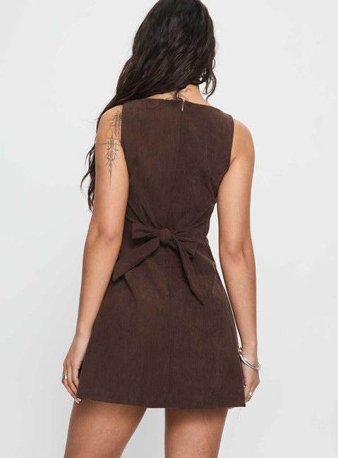 Alfalfa Corduroy Mini Dress Chocolate Product Image