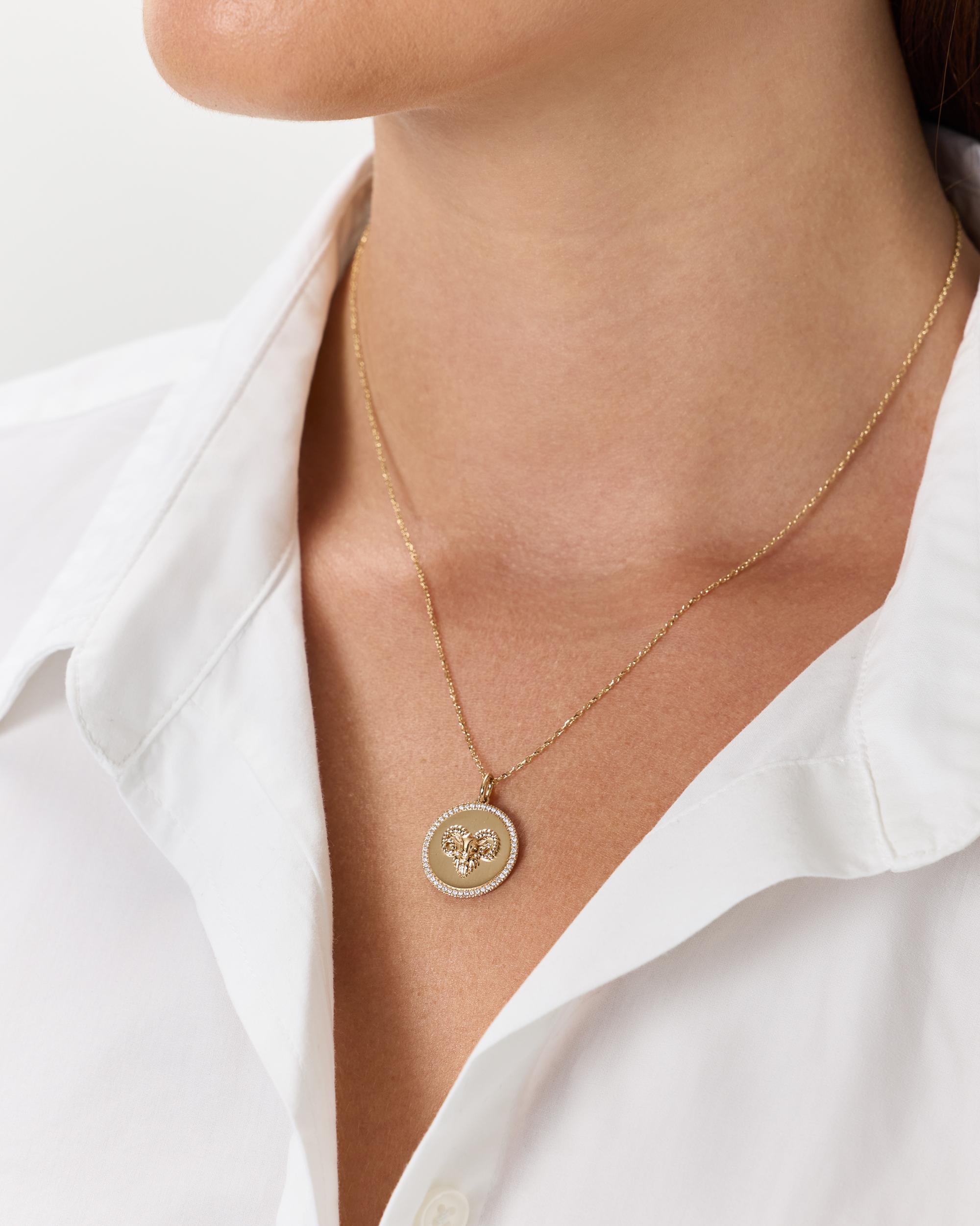 Quince | Women's 14K Gold Pave Zodiac Medallion Charm Product Image