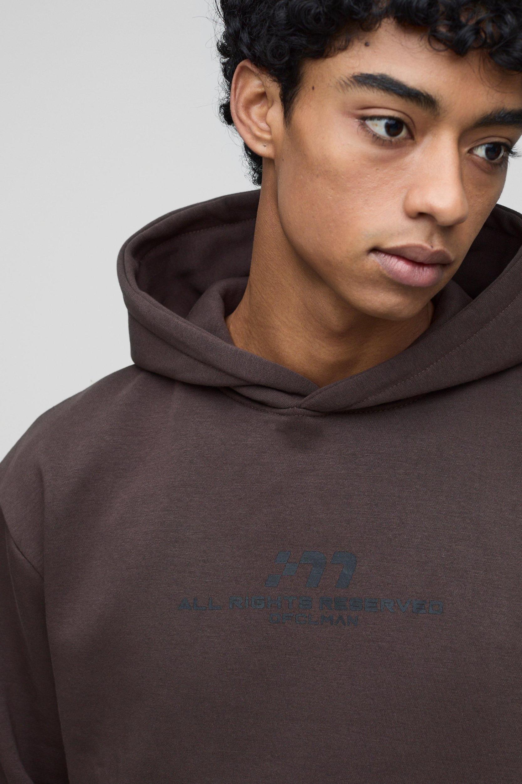 Oversized Boxy M Graphic Hoodie | boohooMAN USA Product Image
