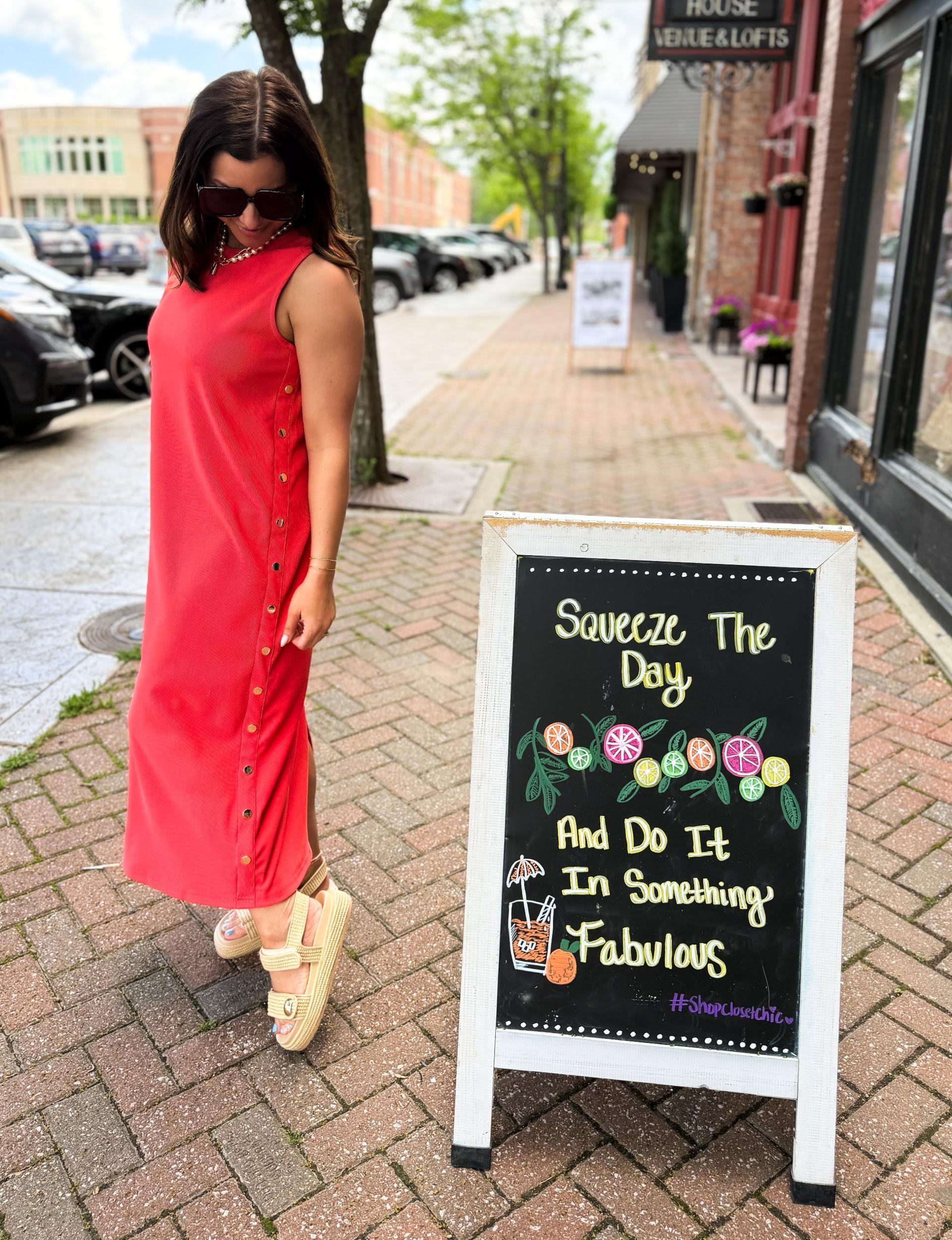 Coral Crush Midi Dress Product Image