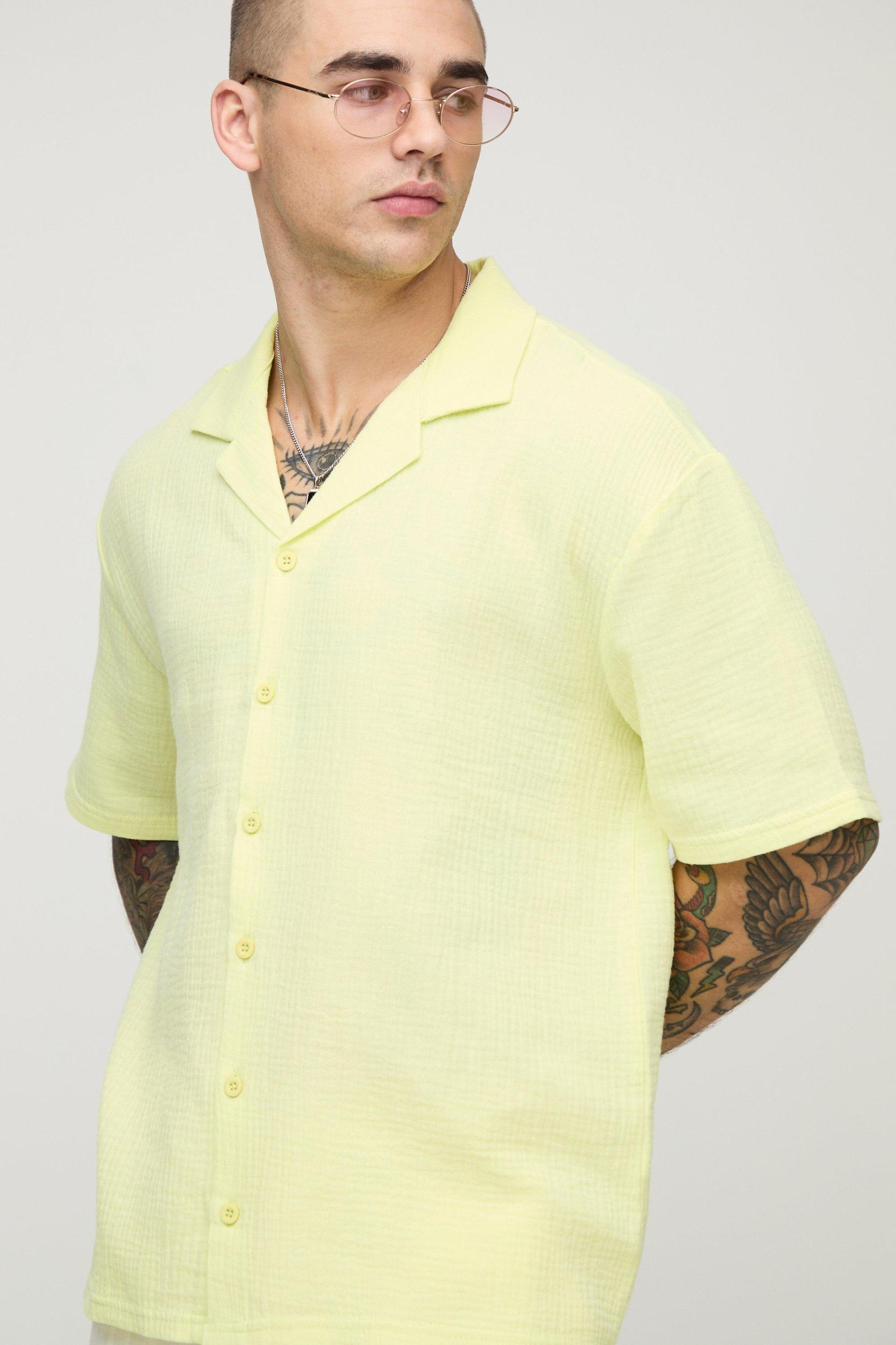 Oversized Revere Cheesecloth Shirt | boohooMAN USA Product Image