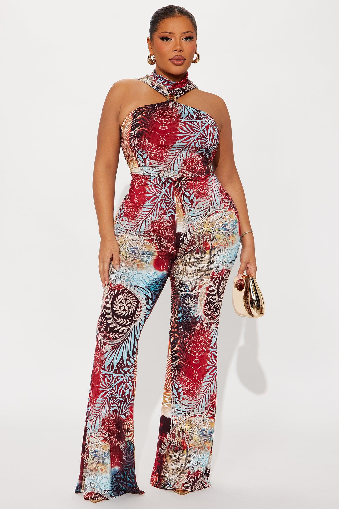 Radiant Goddess Halter Jumpsuit - Multi Color Female Product Image